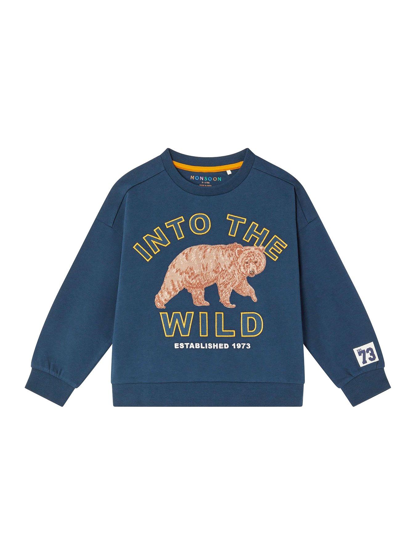 undefined Boys Bear Sweat Top - Navy