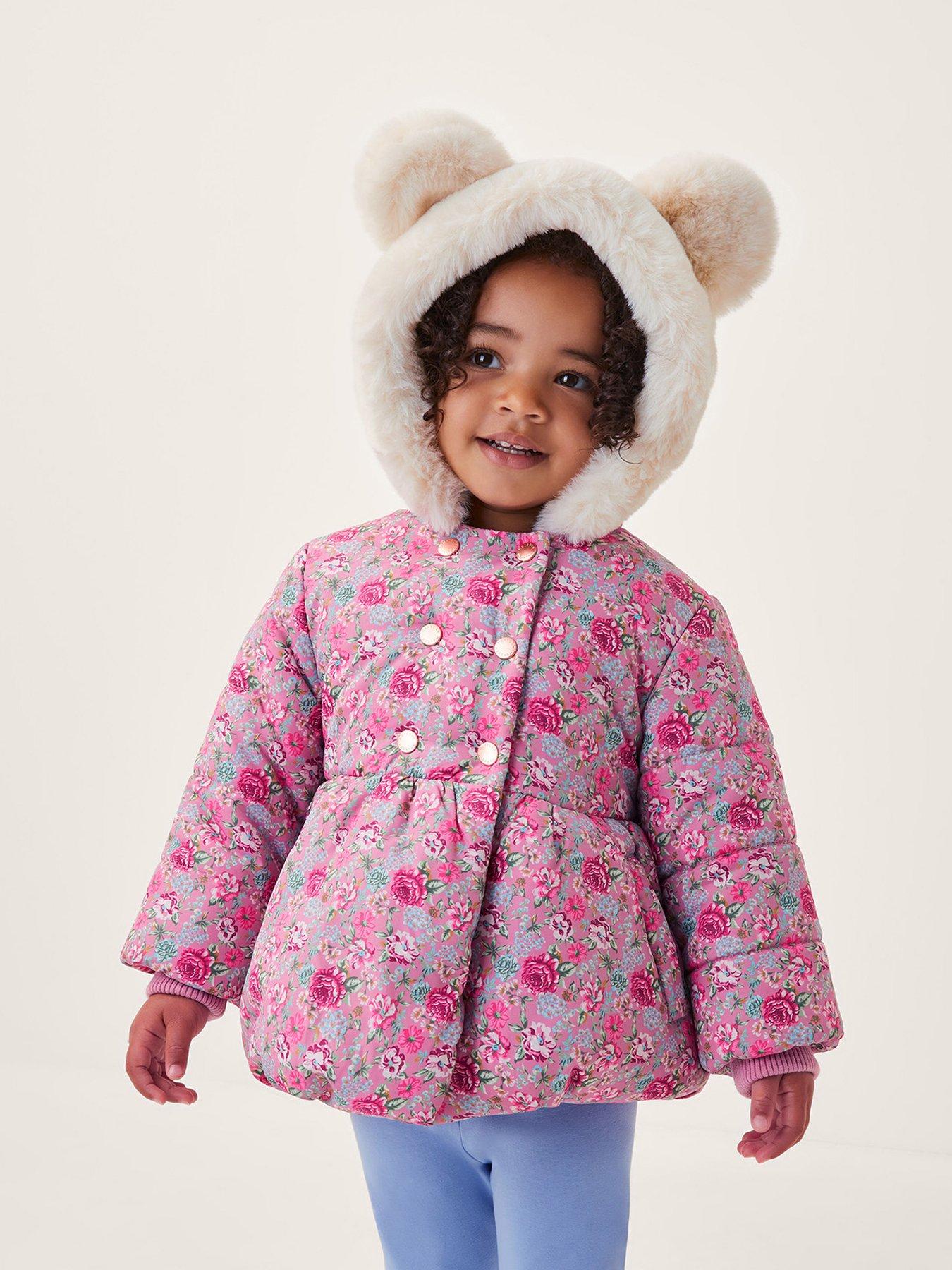 Monsoon Baby Girls Dolly Print Padded Jacket - Pink