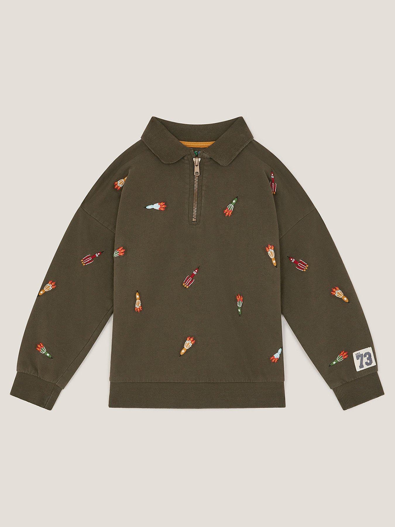 Monsoon Boys Space Embroidered Sweat Top - Khaki