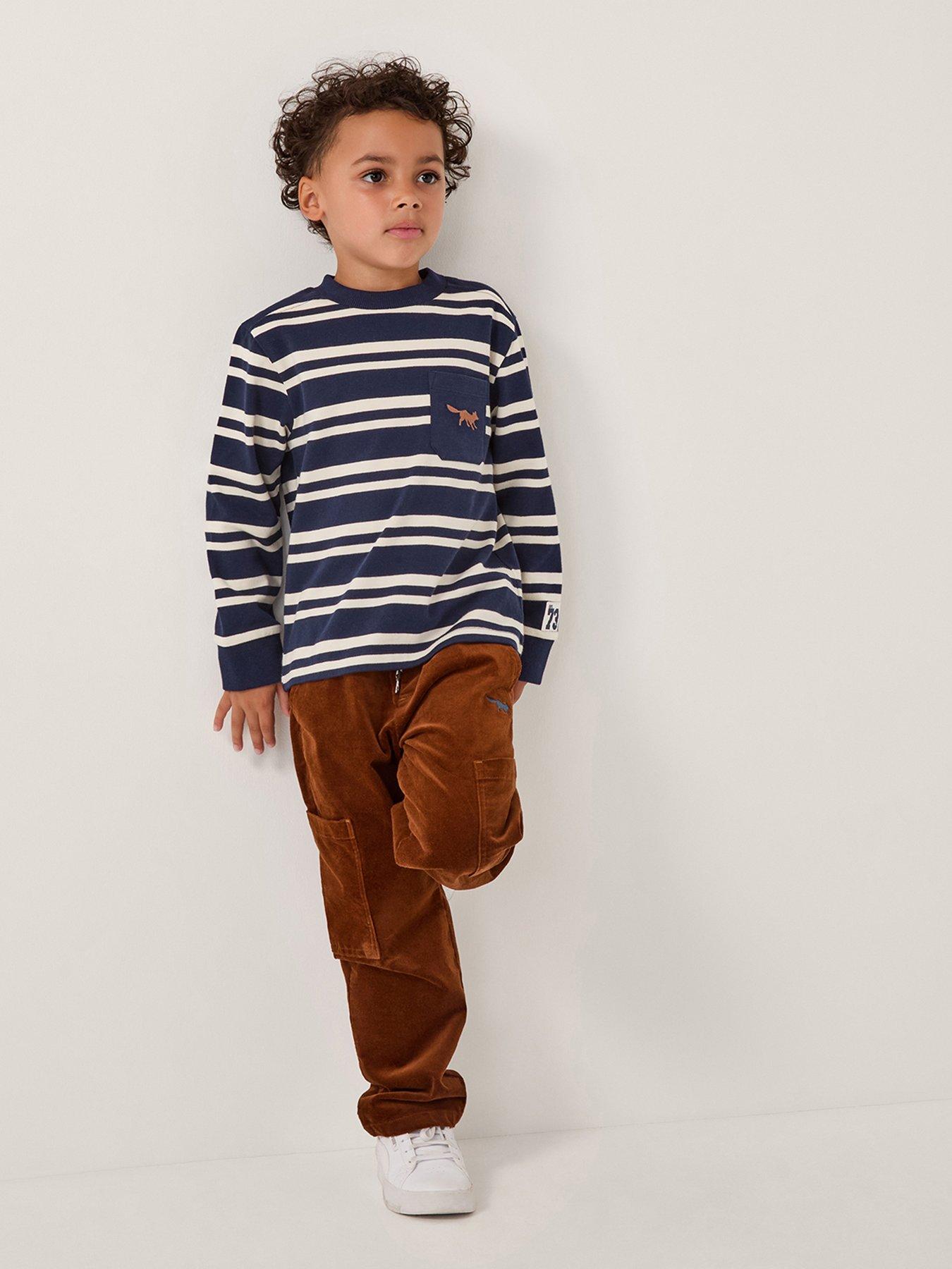Monsoon Boys Fox Stripe Long Sleeve T-Shirt - Blue