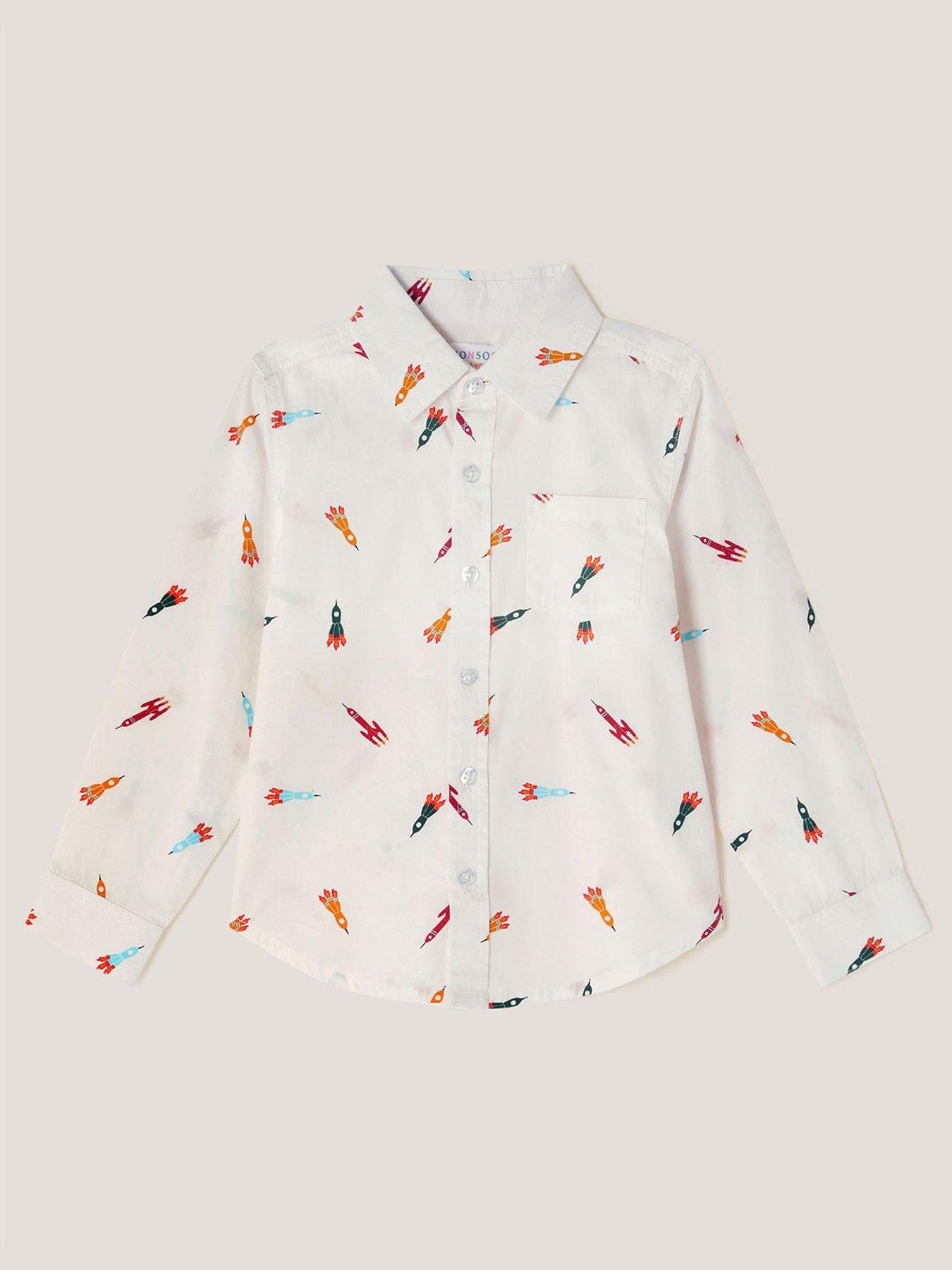 undefined Boys Rocket Printed Shirt - White