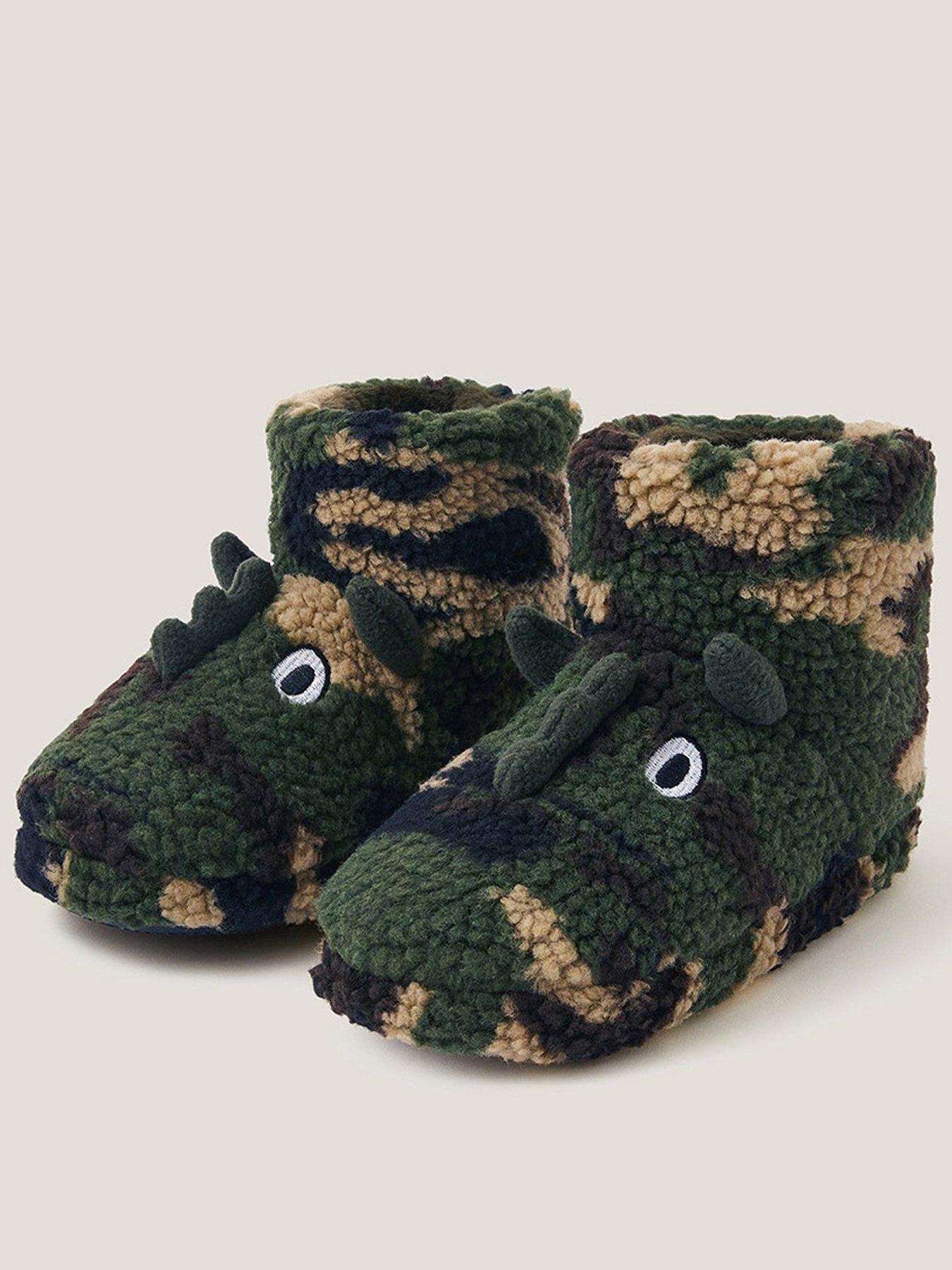 undefined Boys Dino Camo Slippers - Green
