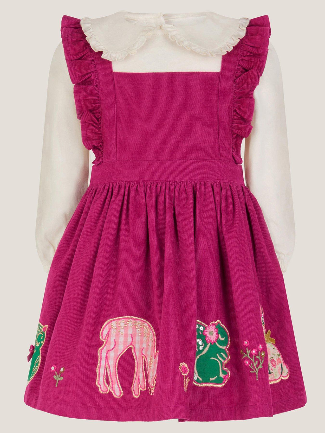 undefined Baby Girls Pinny Dress & Long Sleeve Tshirt Set - Dark Red