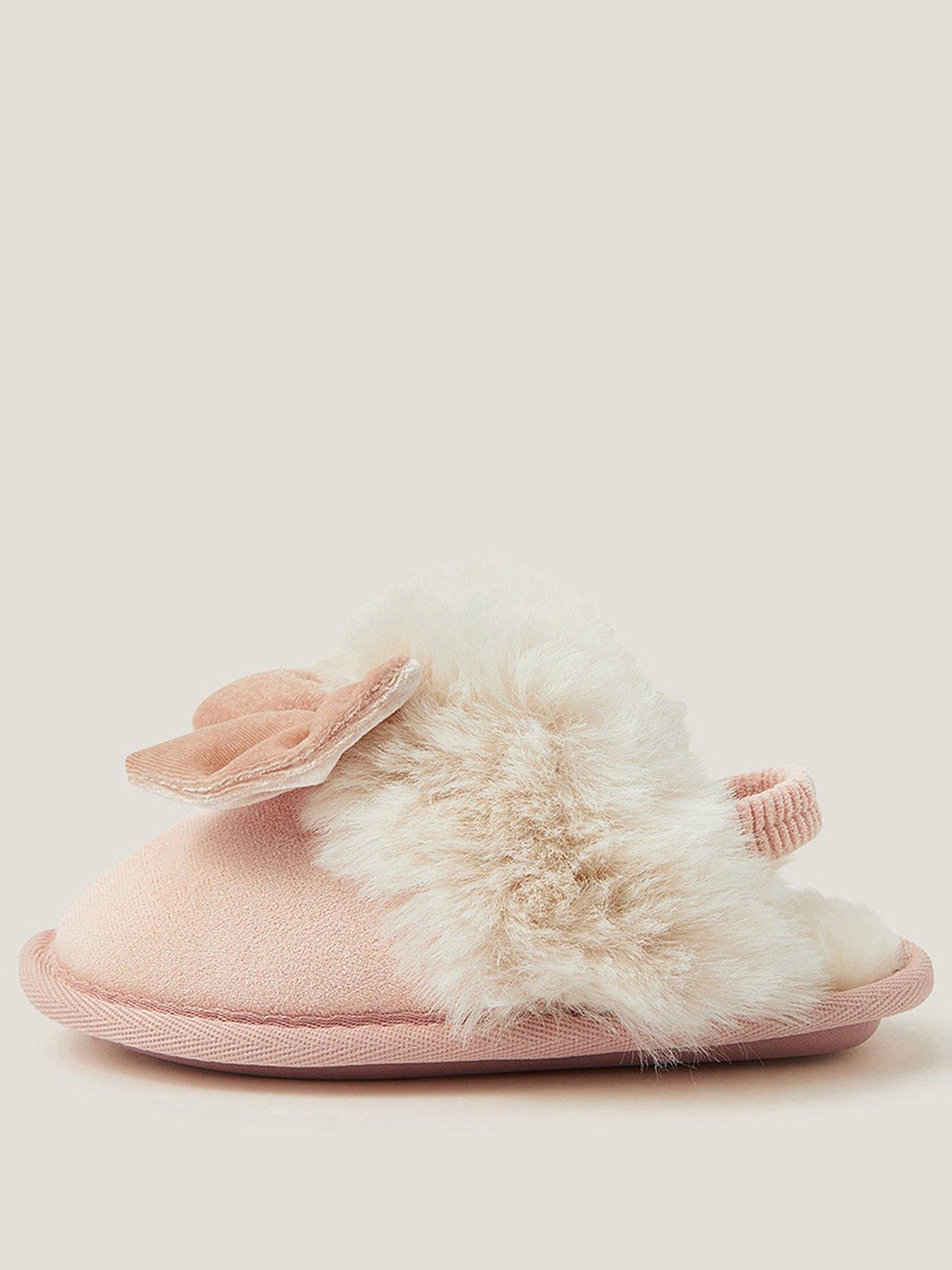 Image 2 of 3 of Monsoon Girls Velvet Bow Slippers - Pink