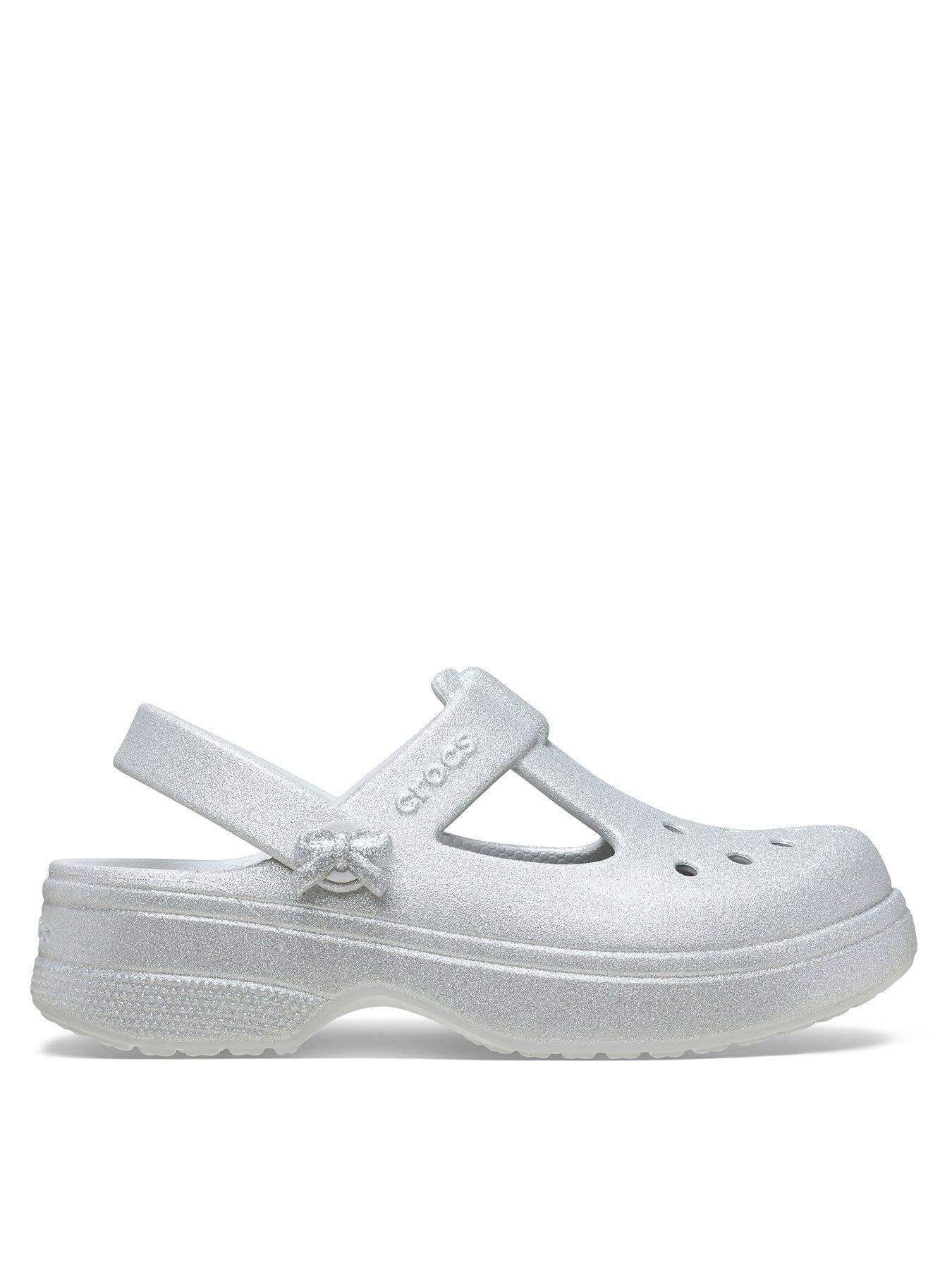 Crocs Classic Mary Jane Bow Glitter Clog - Grey
