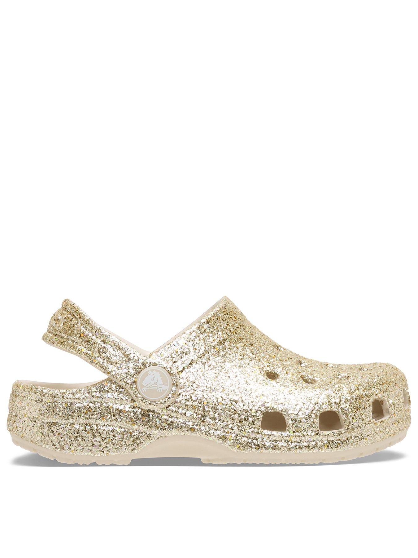 Crocs Toddler Classic Chunky Glitter Clog - Beige