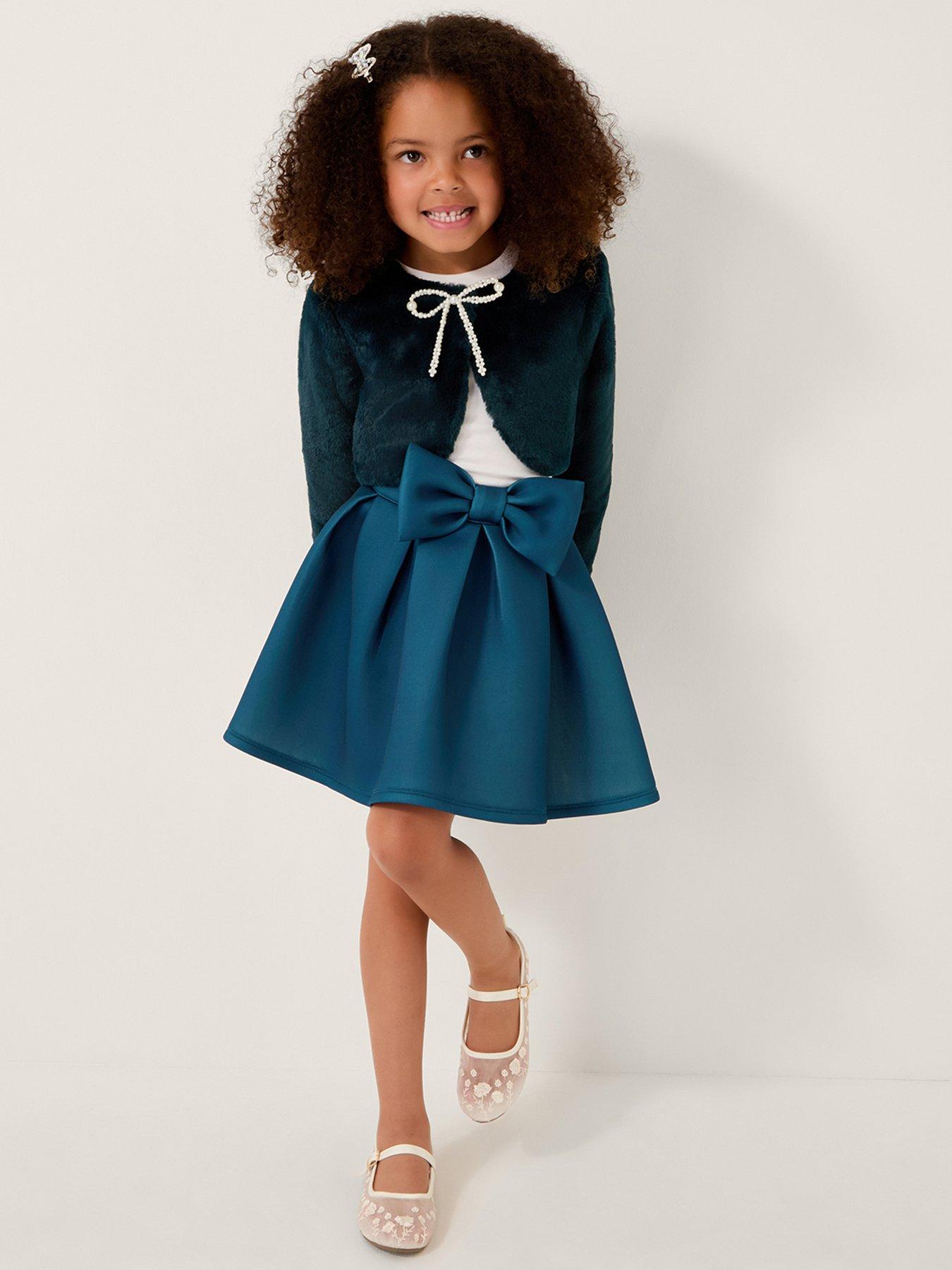 undefined Girls Scuba Bow Skirt - Green