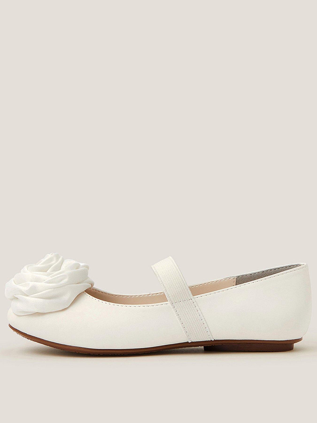 Monsoon Girls Rosette Ballerina Shoes - Light Cream