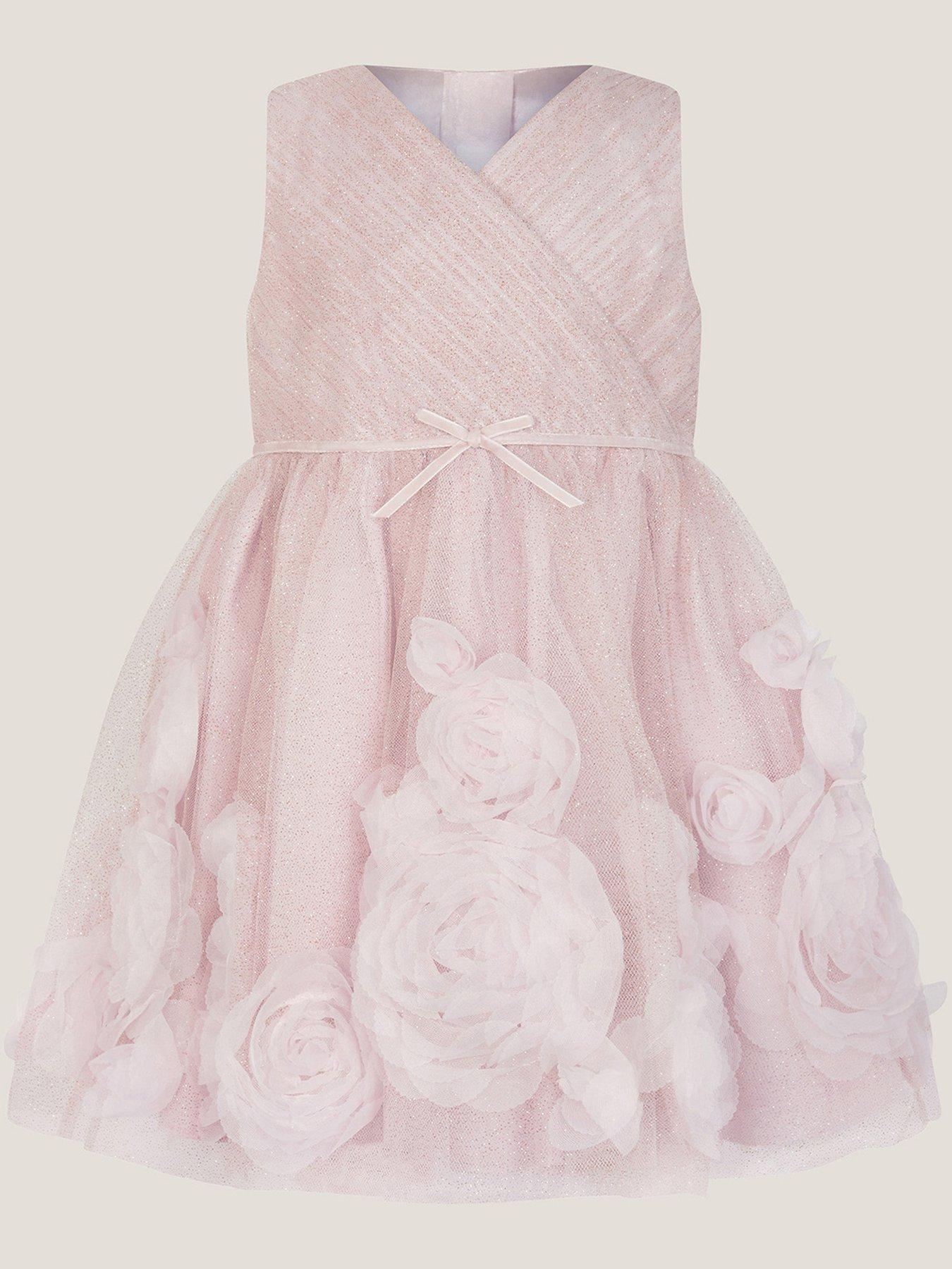 undefined Baby Girls Glinda Glitter 3d Roses Dress - Light Pink