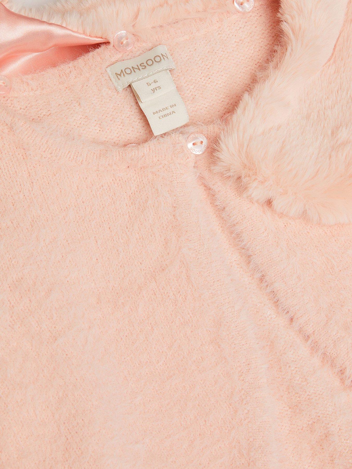 Image 4 of 4 of Monsoon Girls Fluffy Detachable Cardigan - Pink
