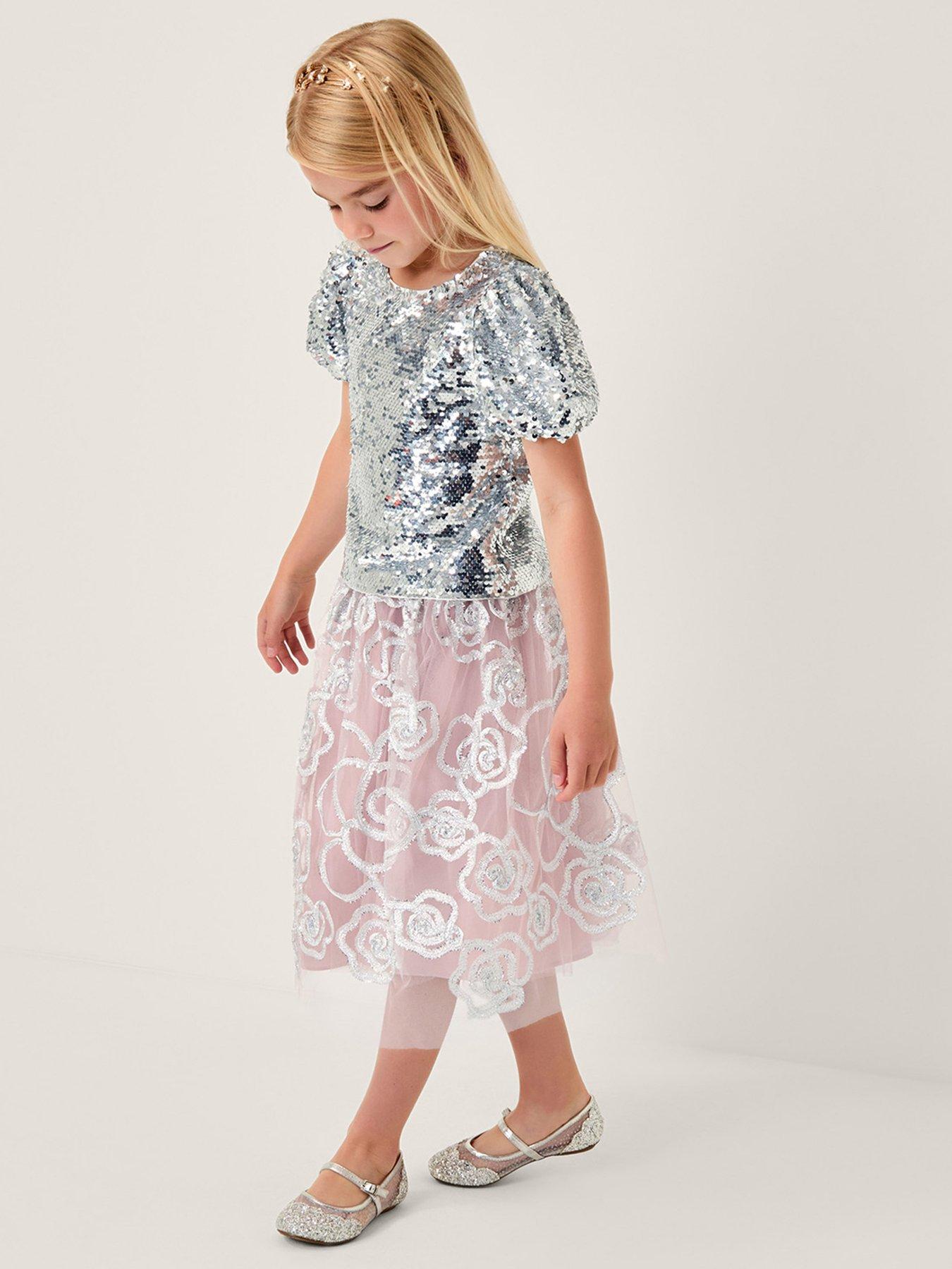 undefined Girls Tinsel Roses Tulle Skirt - Pink