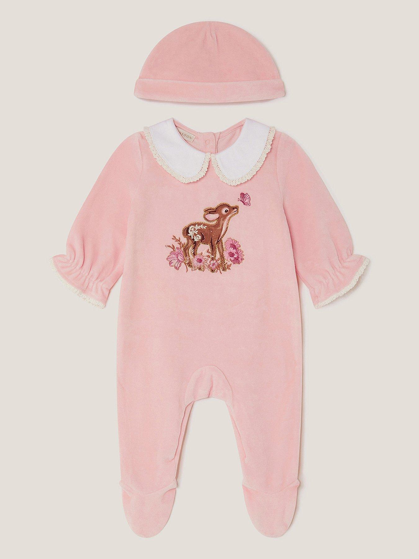 undefined Baby Girls Felicity Fawn Sleepsuit & Hat Set - Pink