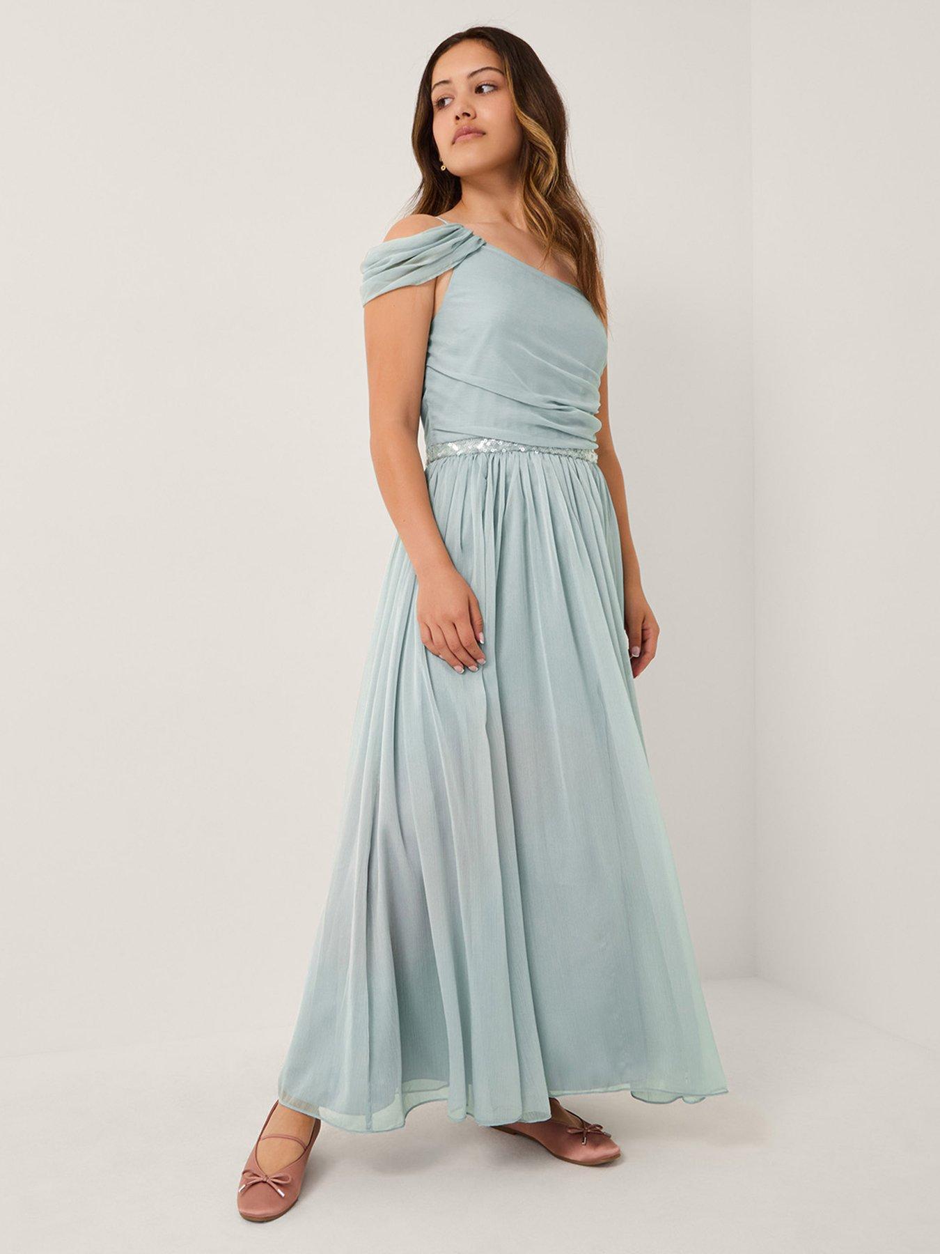 undefined Girls Sequin One Shoulder Texas Dress - Blue