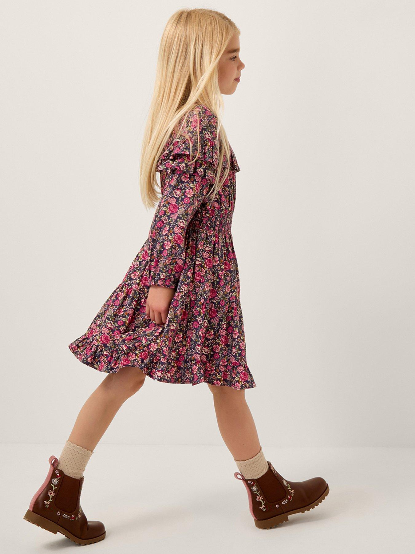 undefined Girls Ditsy Floral Twill Dress - Navy