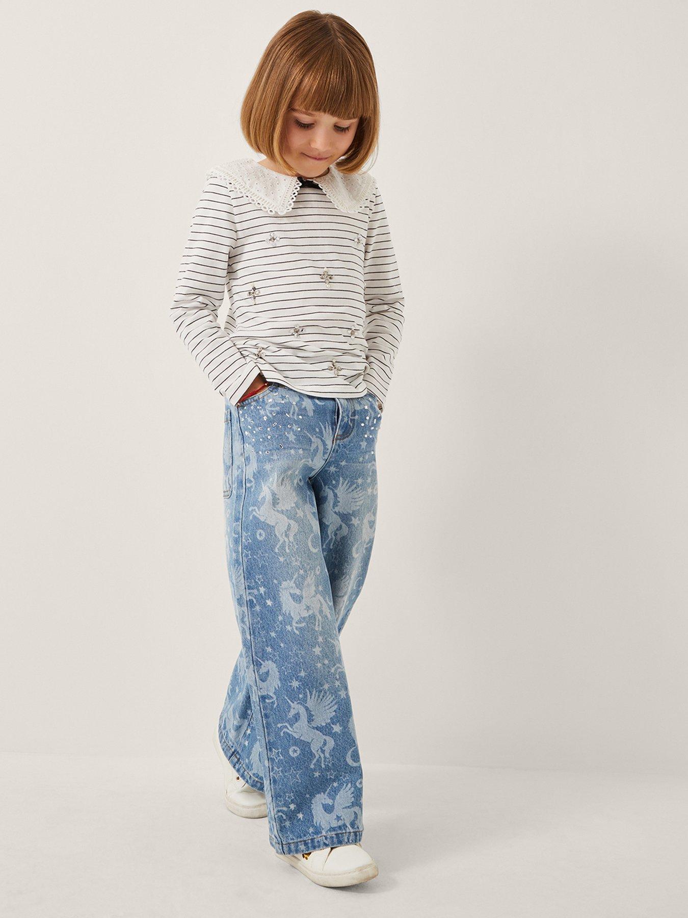 undefined Girls Collar Stripe Long Sleeve Tshirt - Light Cream