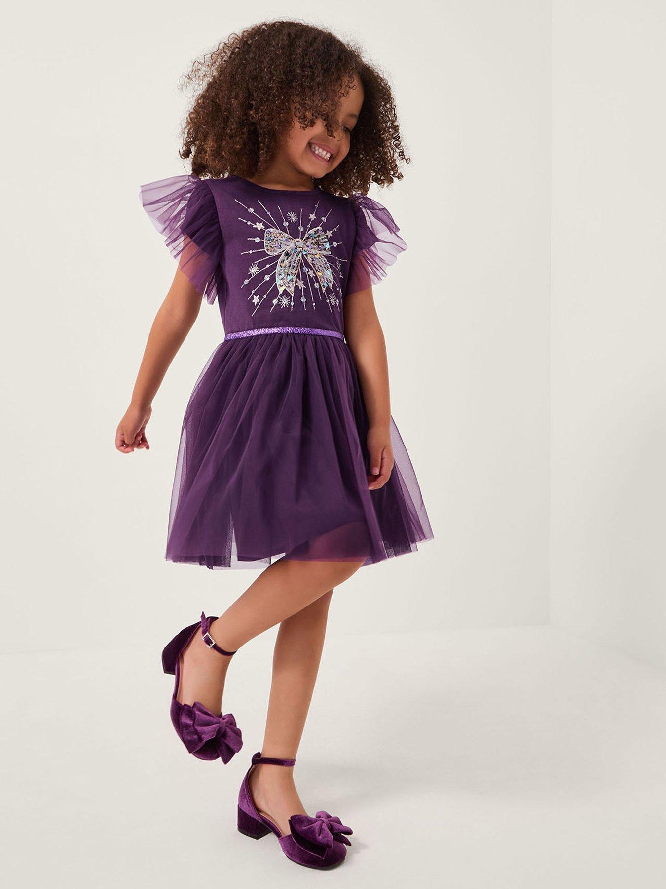 undefined Girls Cosmic Bow Disco Dress - Purple