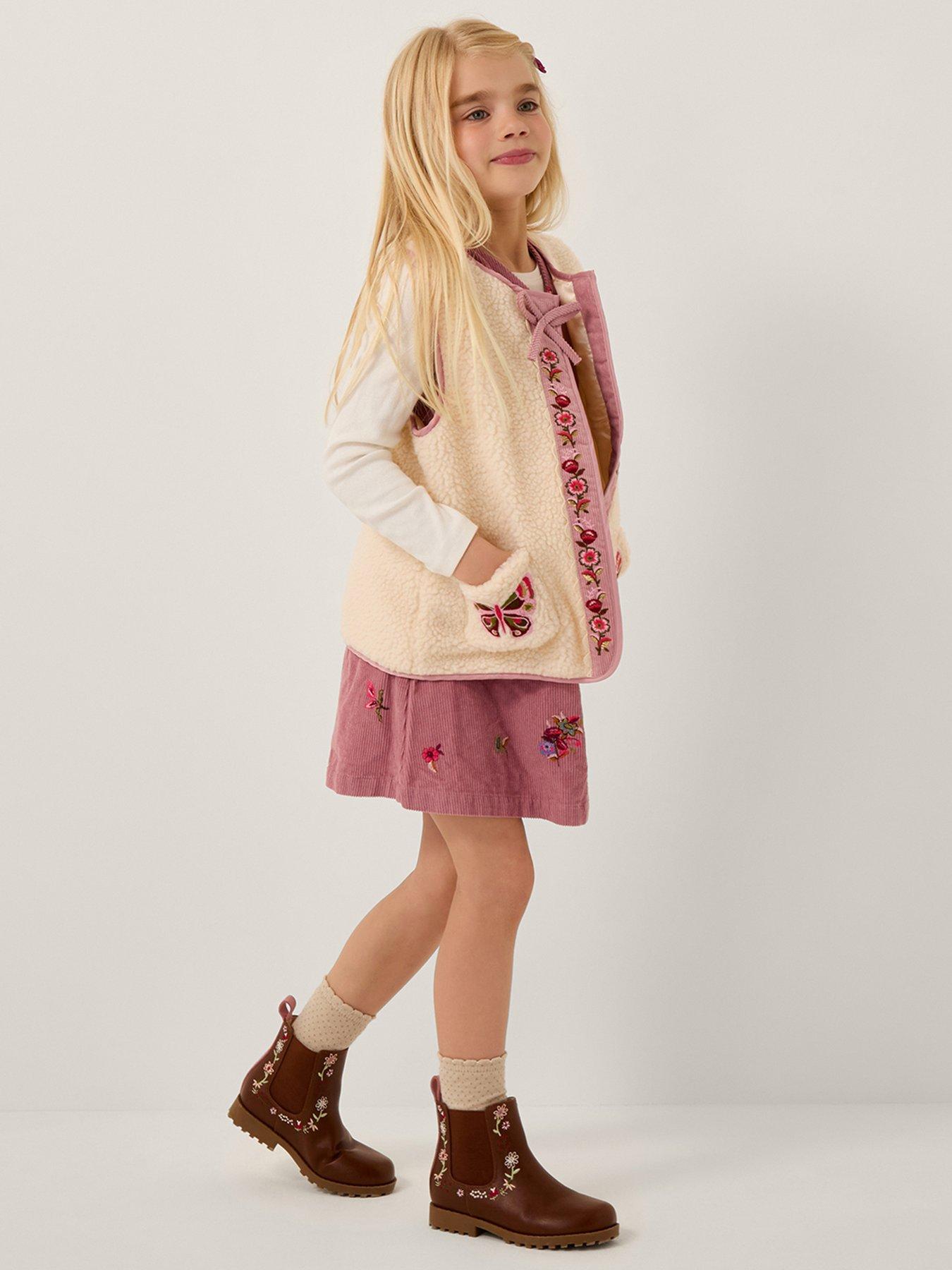 undefined Girls Butterfly Borg Gilet - Light Cream