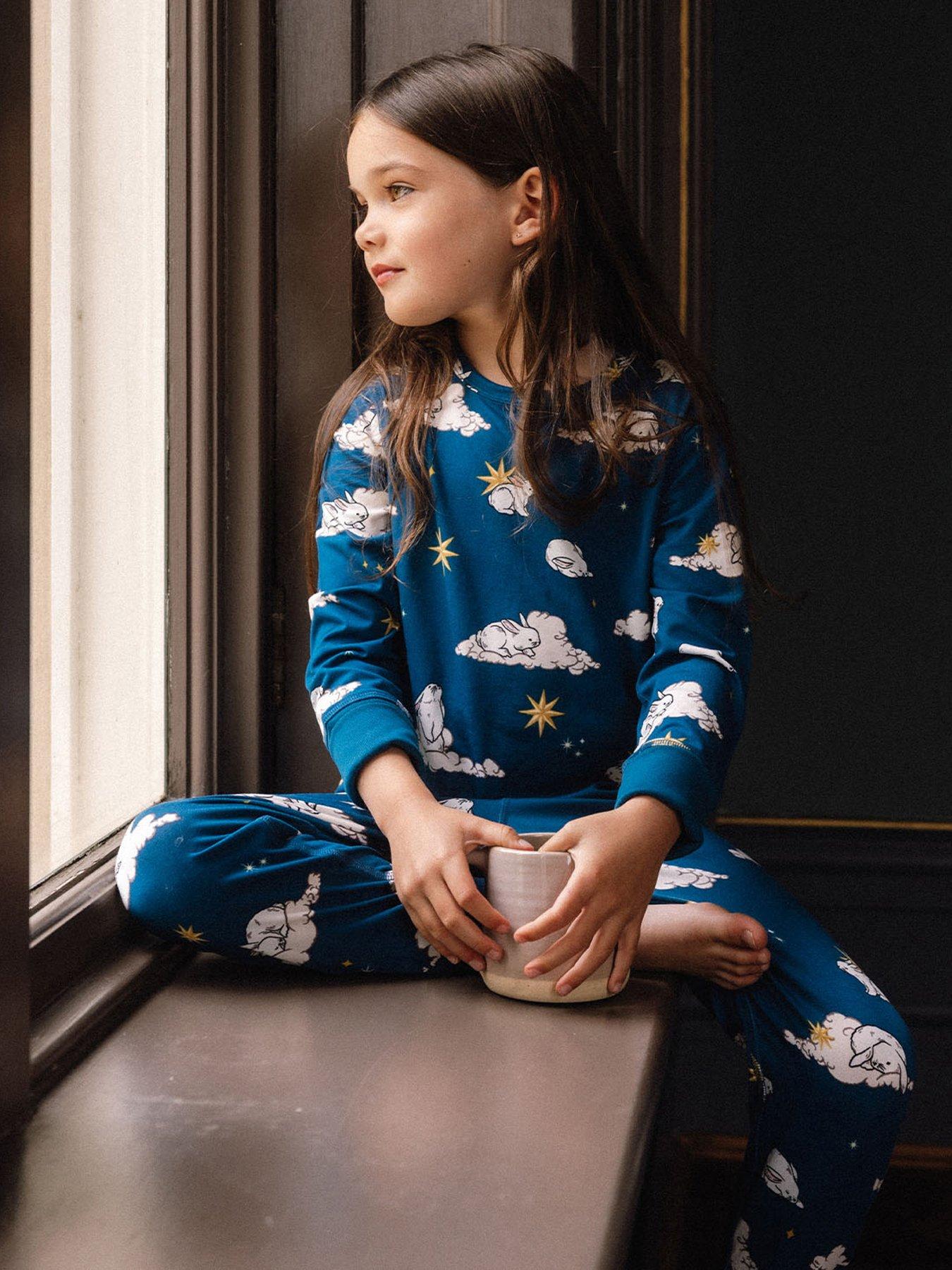 Image 1 of 6 of CHELSEA PEERS Unisex Kids 2 Pack Celestial Bunny And Hedgehog Print Pyjamas - Multi