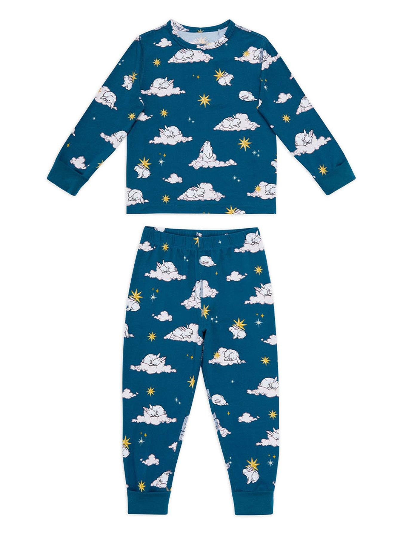 Image 3 of 6 of CHELSEA PEERS Unisex Kids 2 Pack Celestial Bunny And Hedgehog Print Pyjamas - Multi