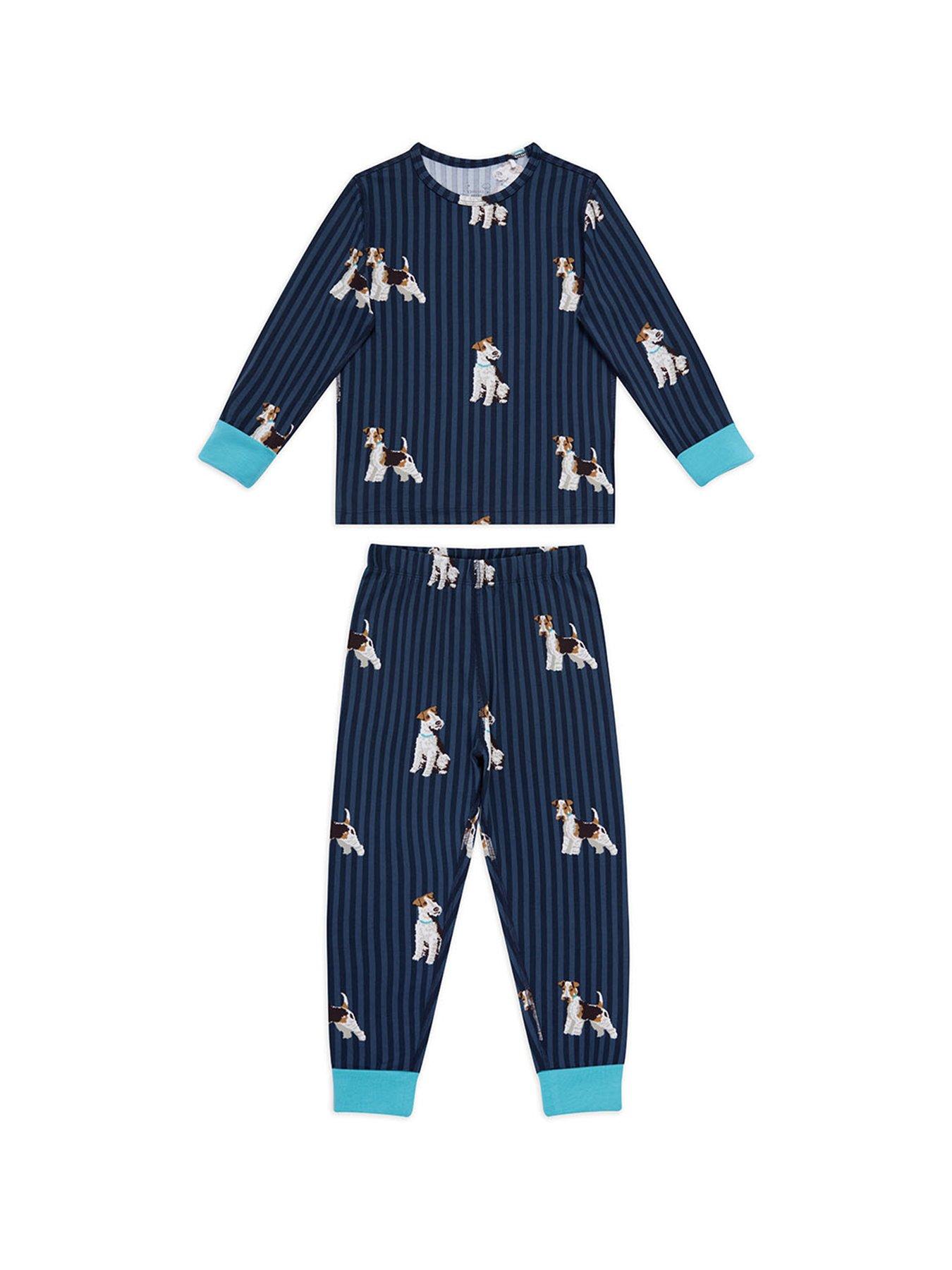 undefined Unisex Kids Dog Print Pyjamas With Extendable Cuffs - Navy