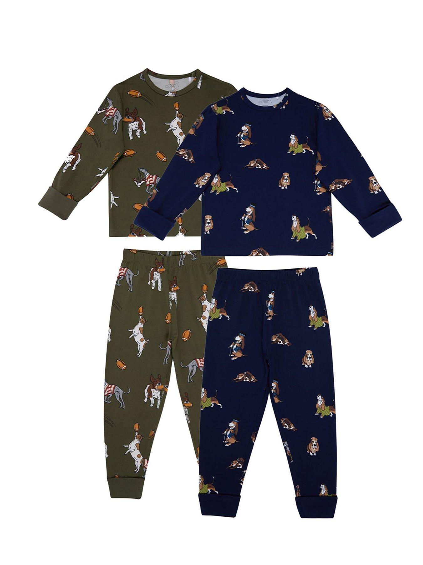 undefined Unisex Kids 2 Pack Rugby Dogs Print Pyjamas - Multi