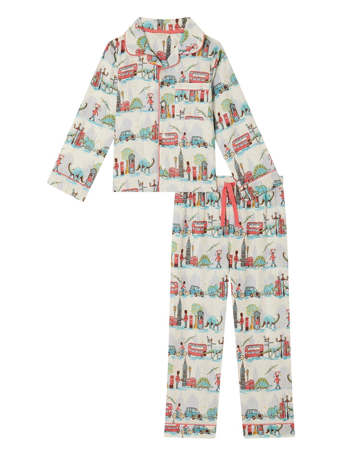 Monsoon Boys Woven London Print Pyjamas - Light Cream