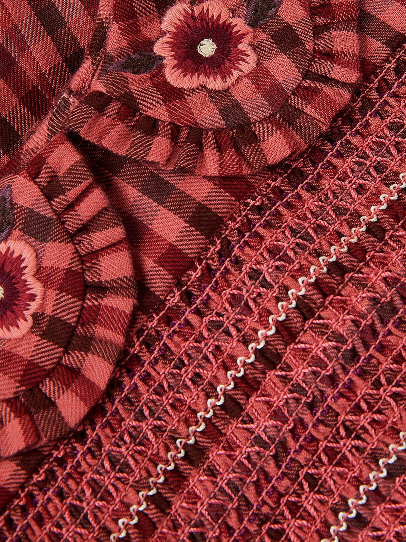 Image 3 of 3 of Monsoon Baby Girls Check Dress - Brown