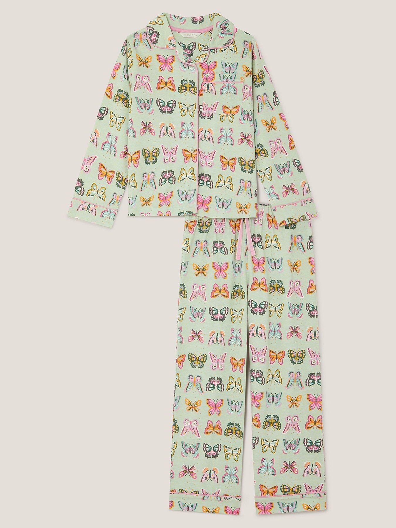 Monsoon Jersey Butterfly Printed Pyjamas - Green