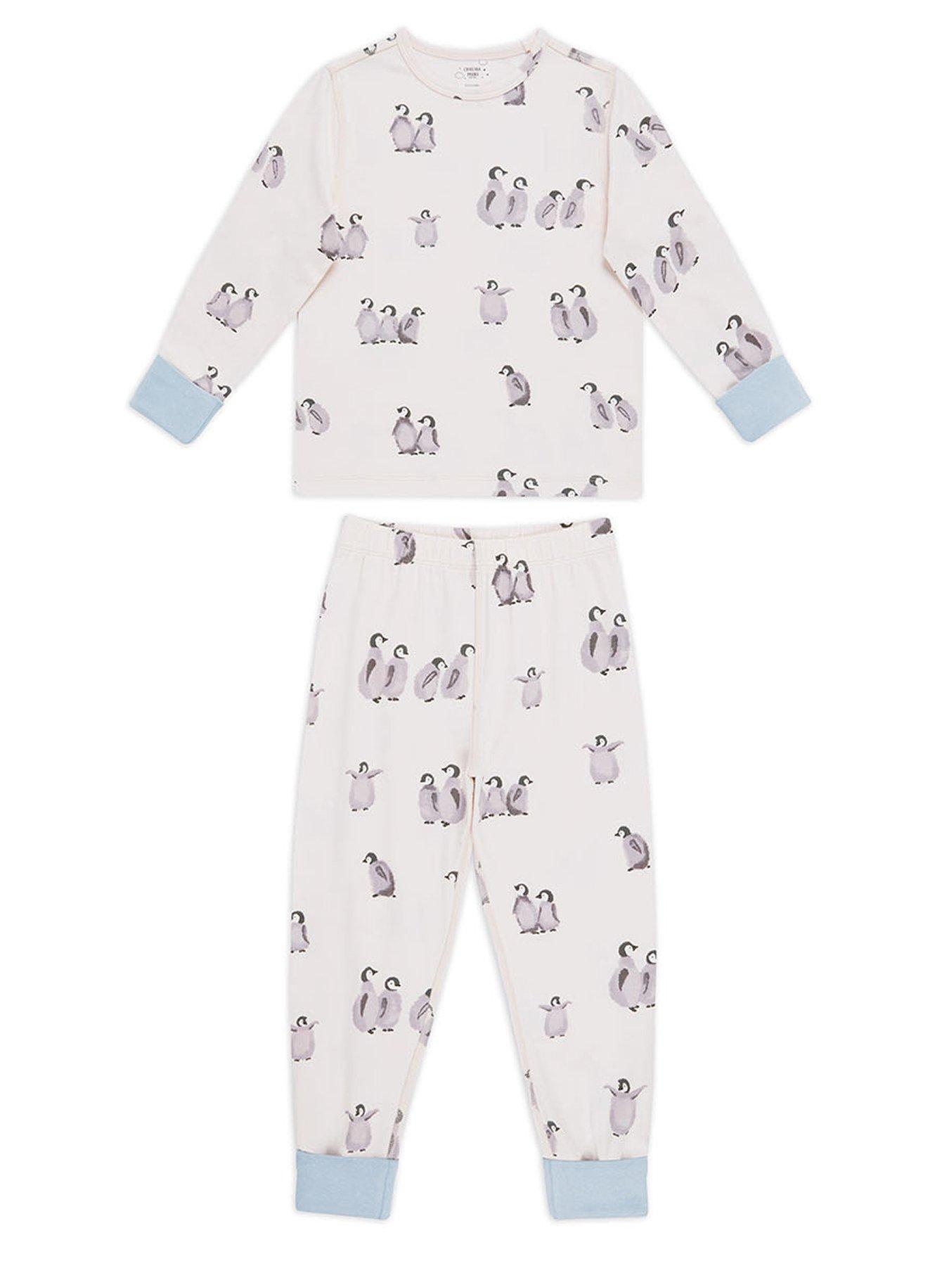 CHELSEA PEERS Unisex Kids Penguin Print Pyjamas - Light Cream