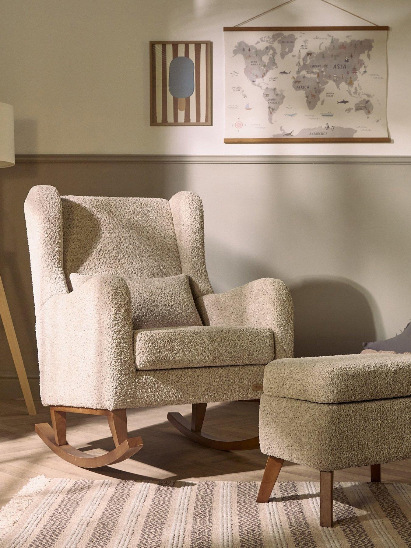 Tutti Bambini Harper Wingback Rocking Chair & Foot Stool - Teddy Mushroom