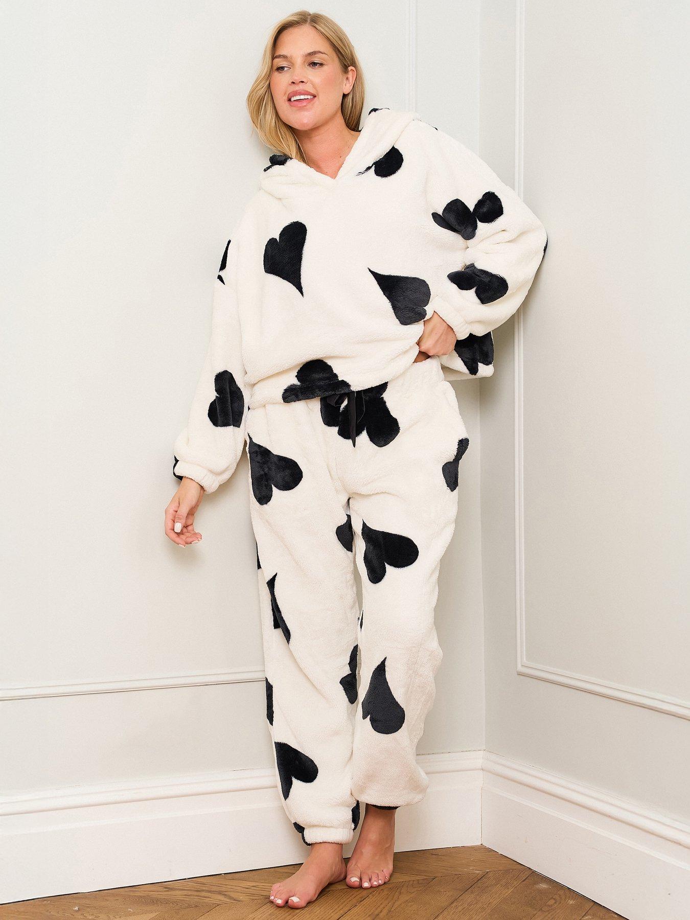 Jim Jam The Label Large Heart Print Twosie - Black/cream