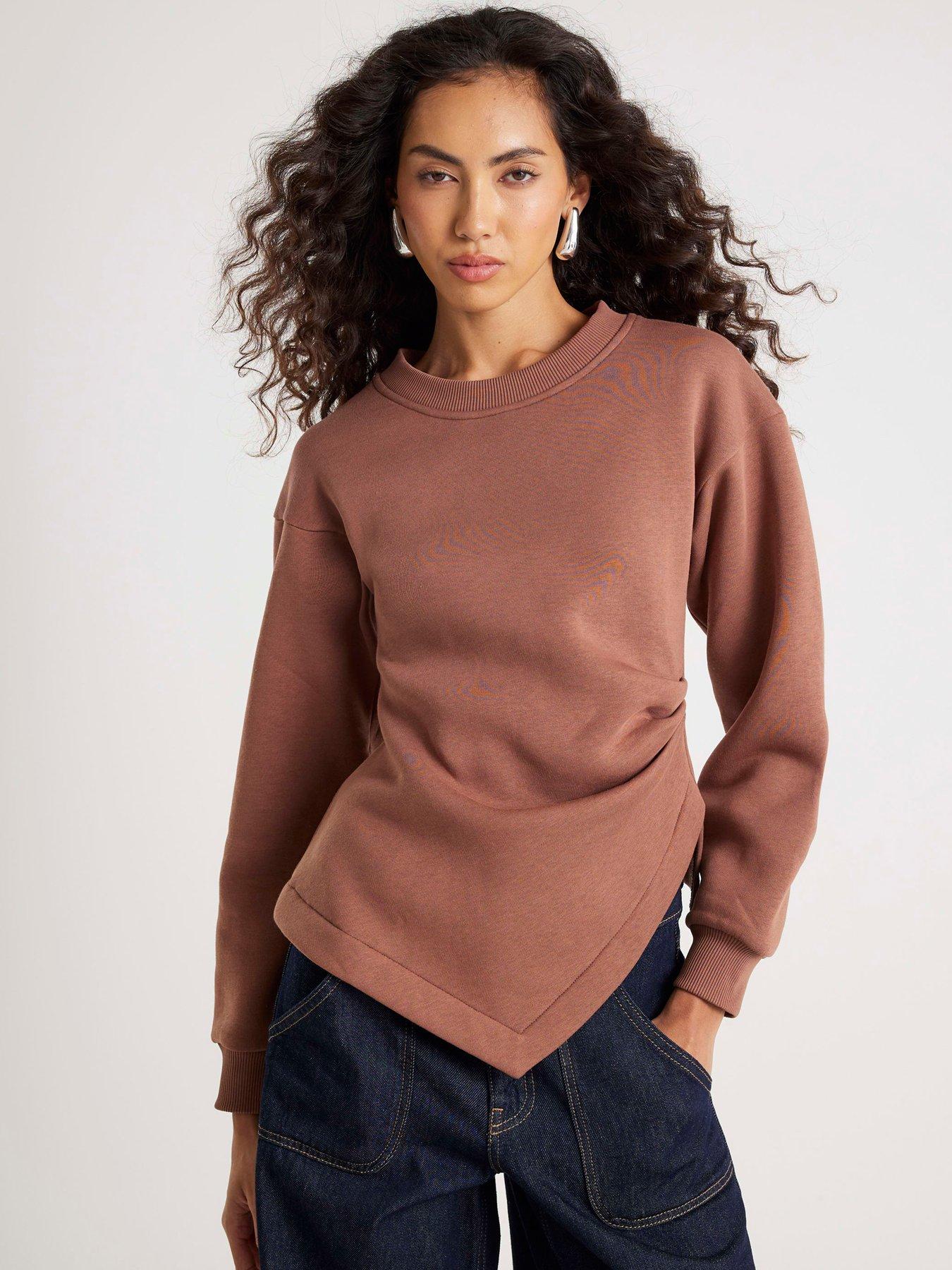 River Island Long Sleeve Drape Waisted Sweat - Beige