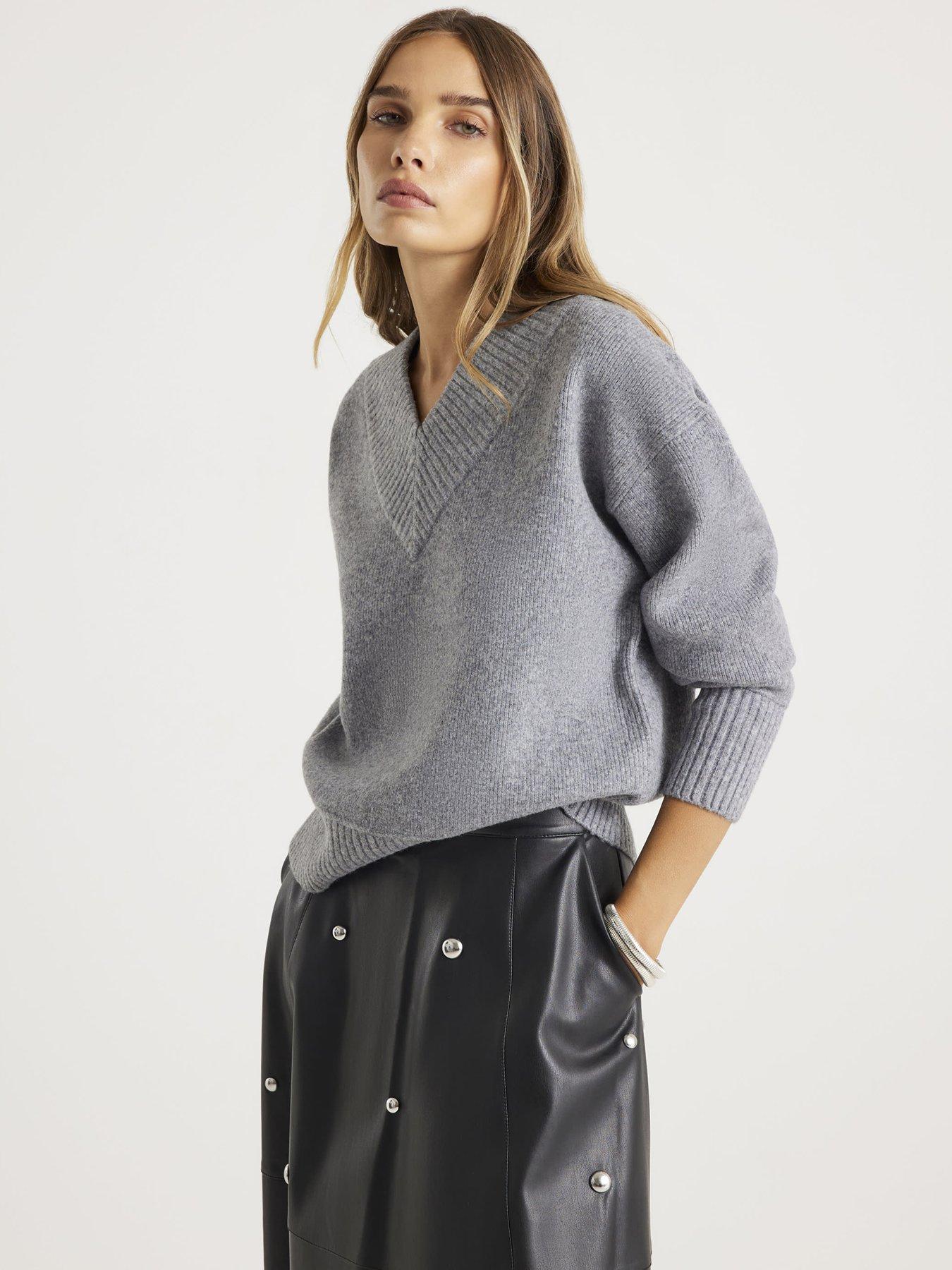 River Island V Neck Jumper - Grey