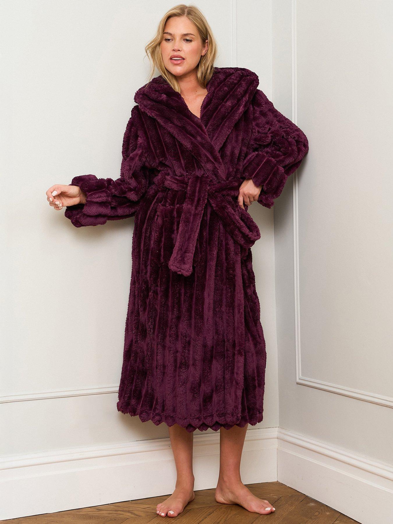 Jim Jam The Label Burgundy Ribbed Dressing Gown - Burgundy