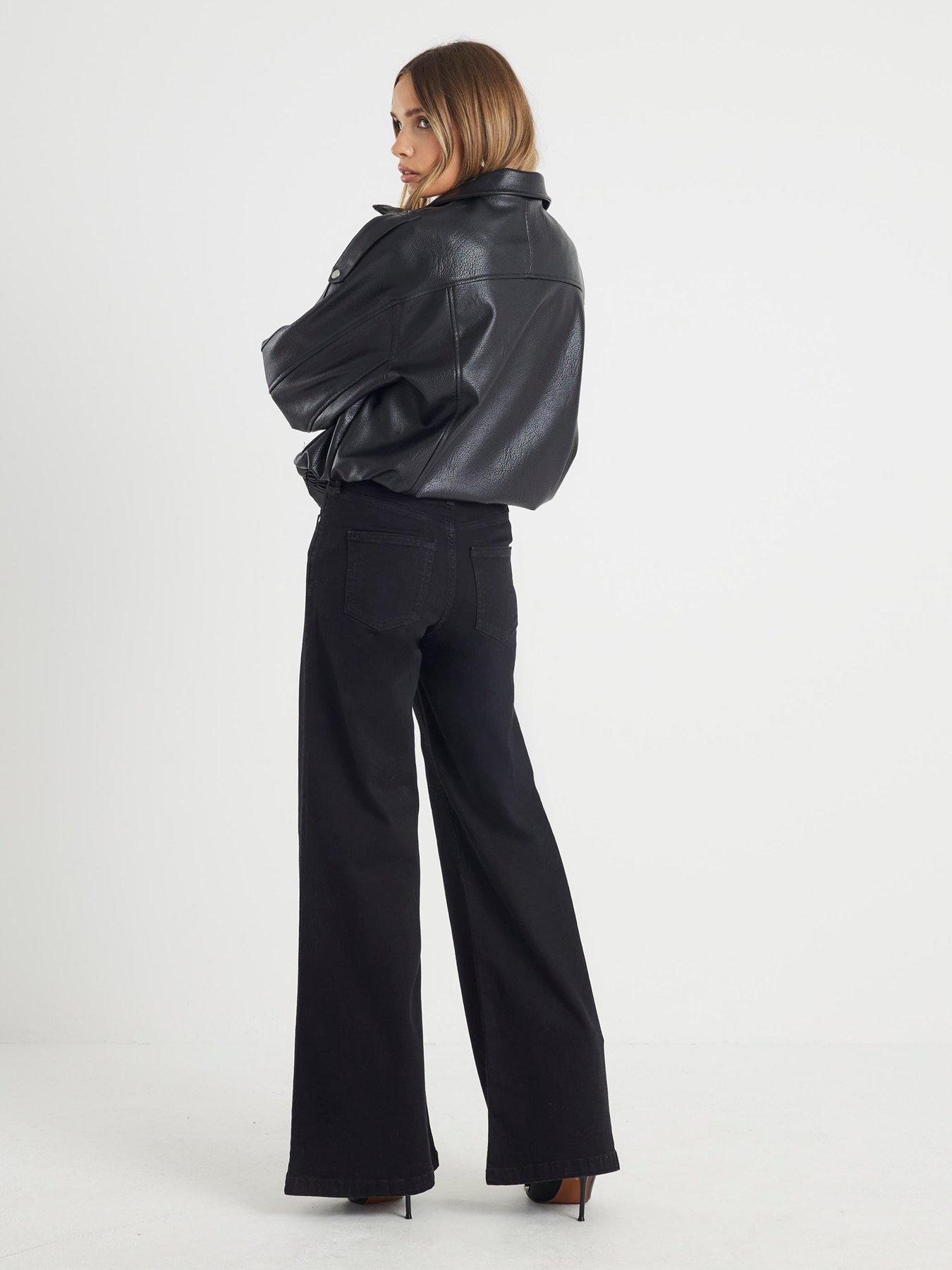 Image 2 of 4 of River Island Palazzo Beetle Jeans - Black