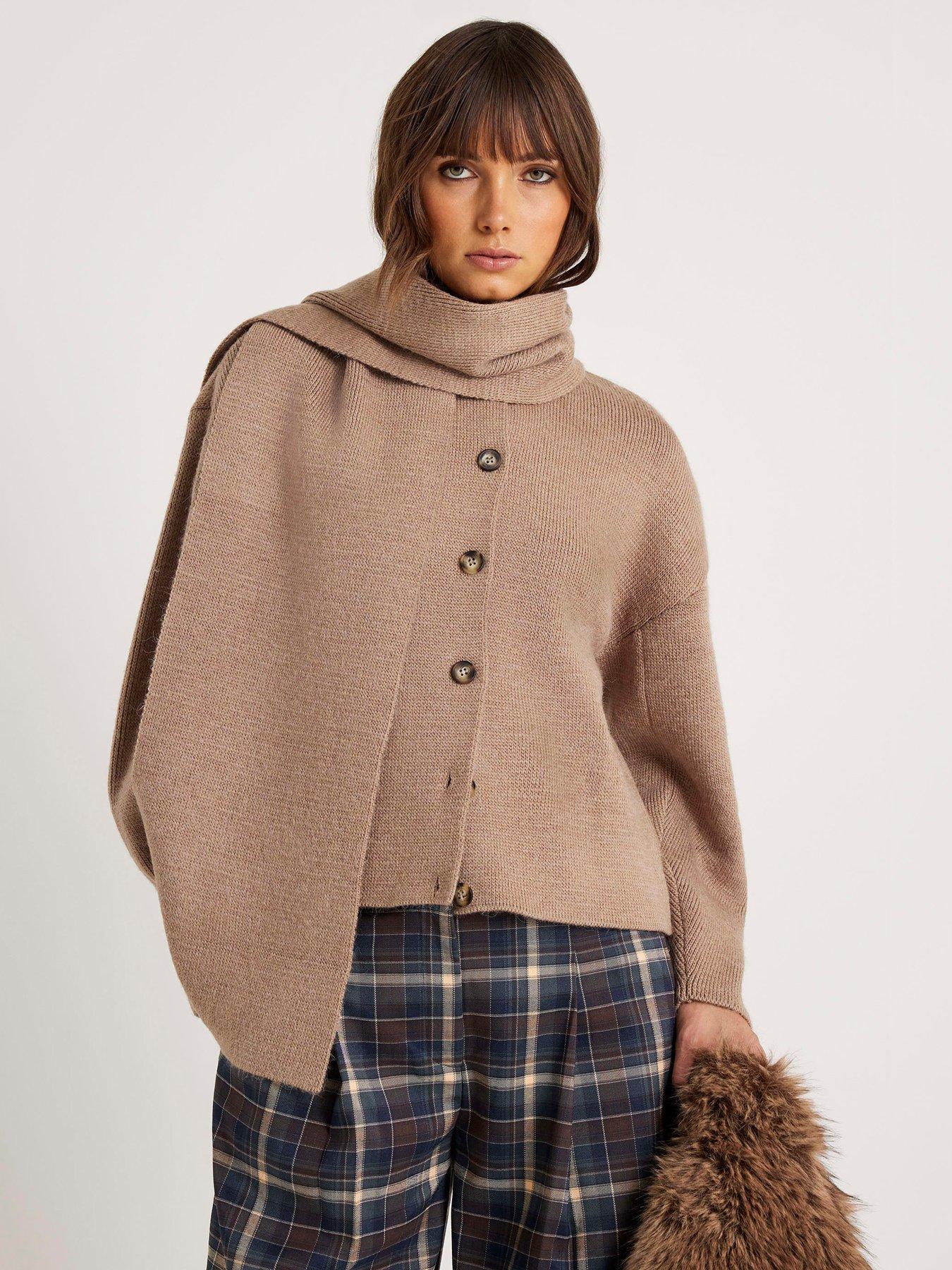 River Island Wrap Scarf Cardi - Beige
