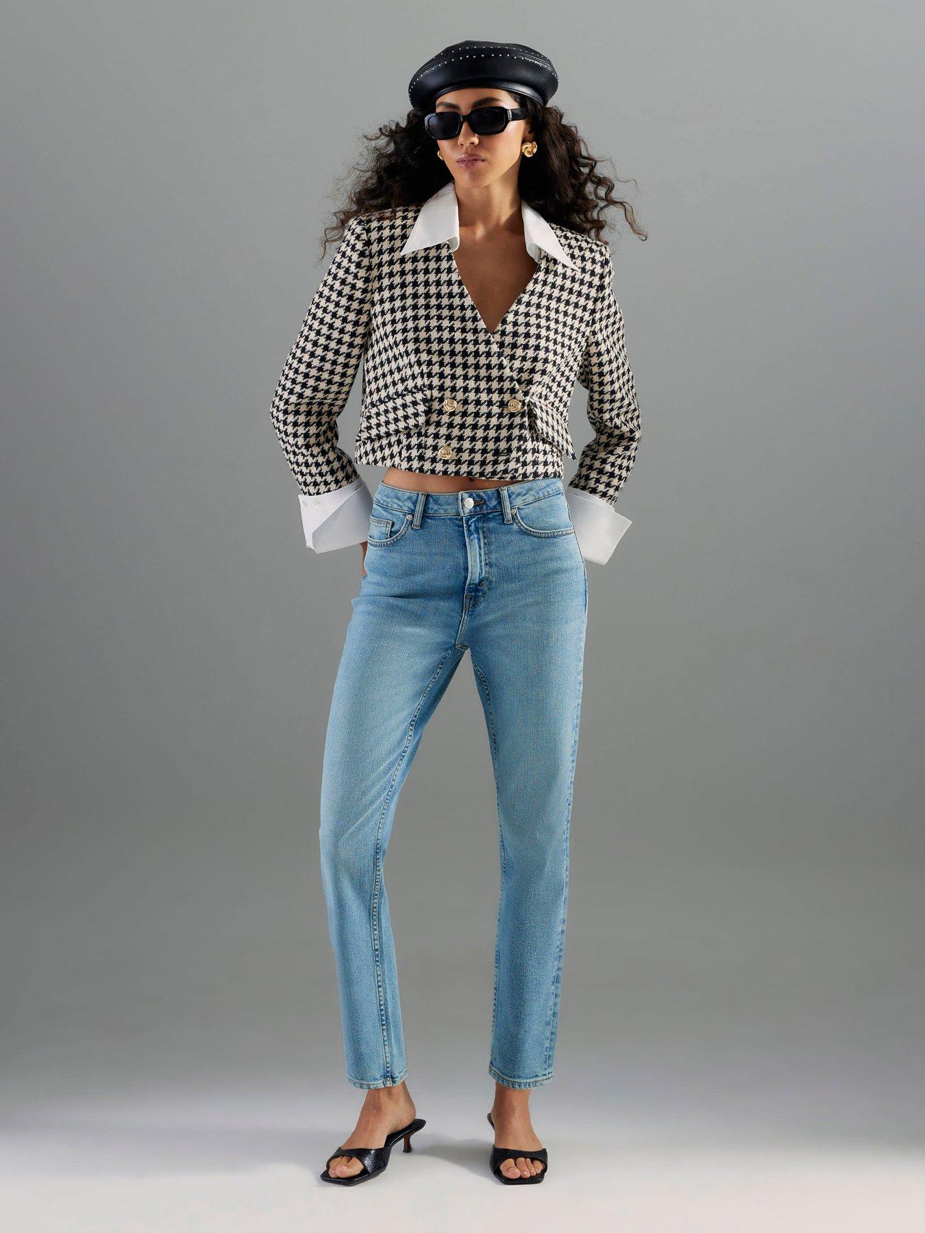 River Island High Rise Ankle Slim Leo Jeans - Blue