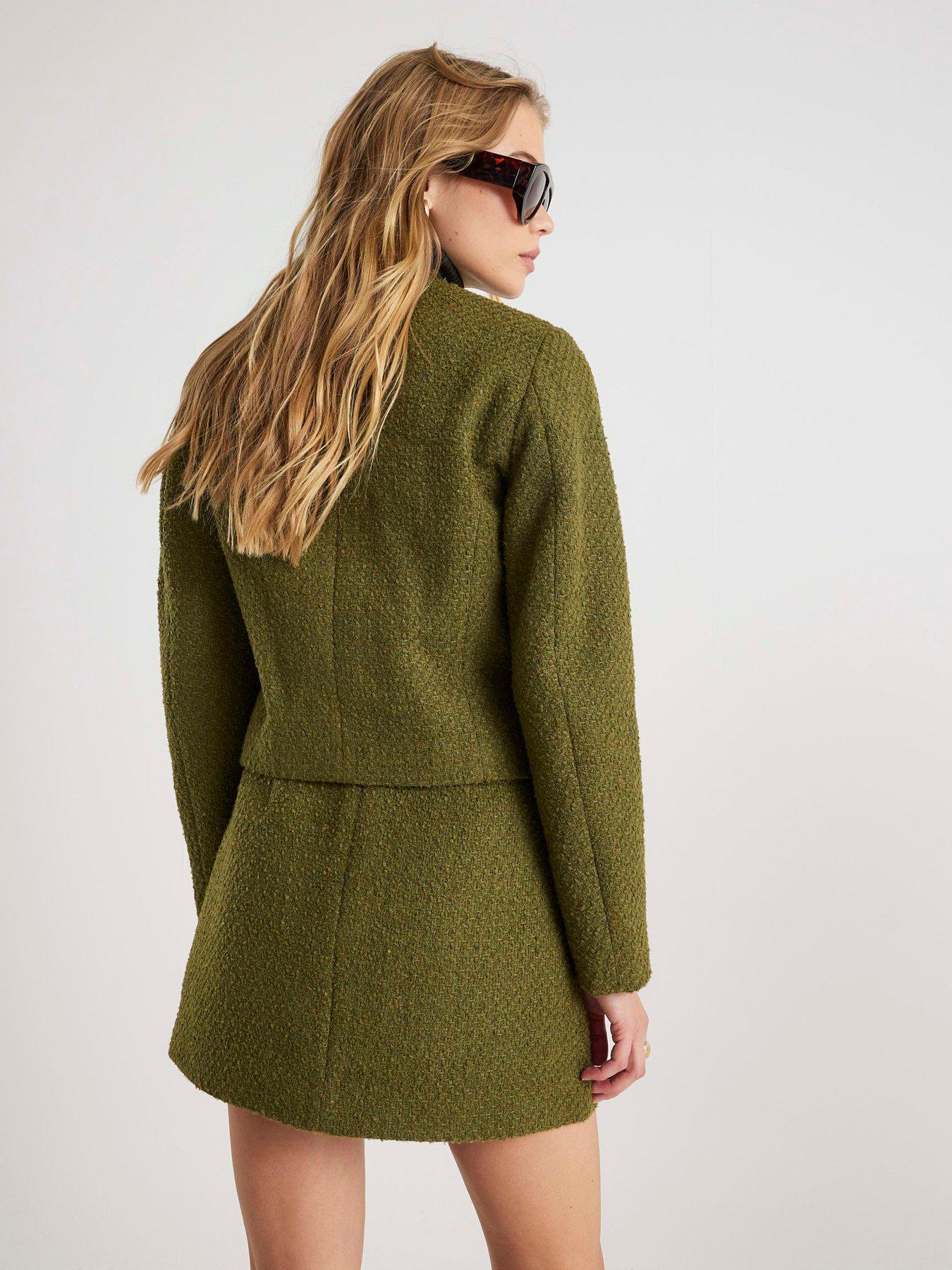 River Island Patch Pocket Boucle Jacket Green Very