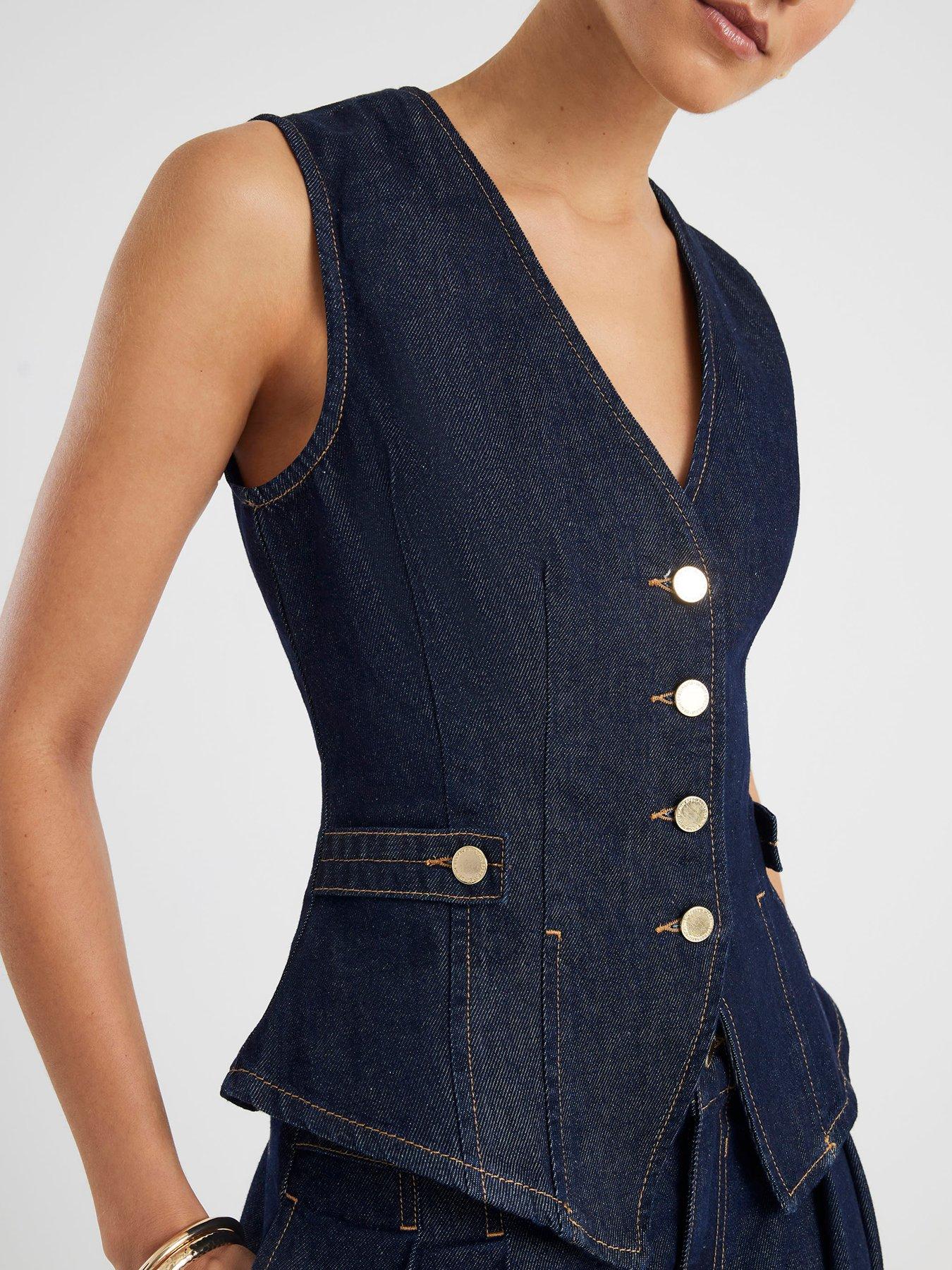 River Island Fitted Tab Detail Waistcoat - Blue | Very