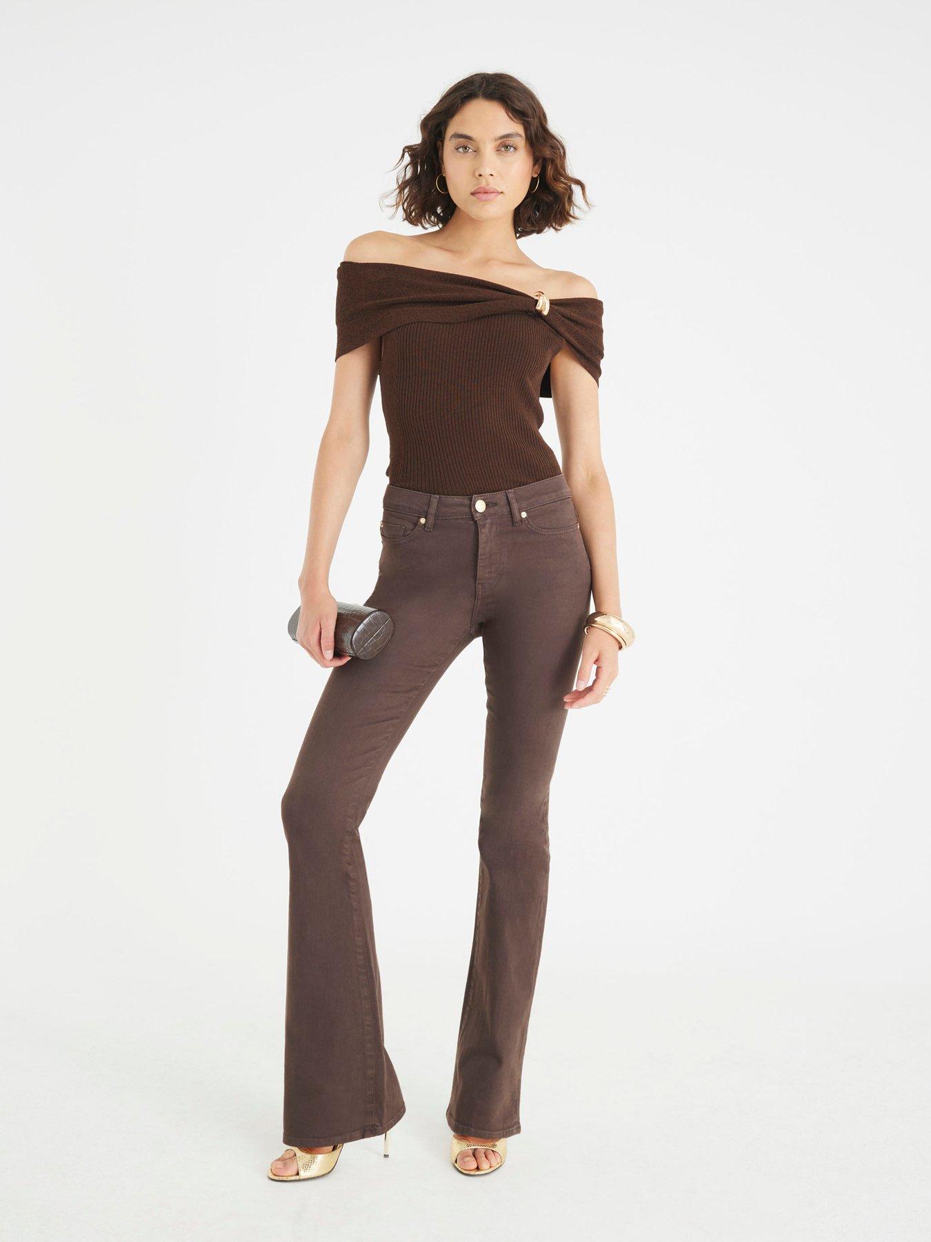 River Island Mid Rise Bootcut Jeans - Brown