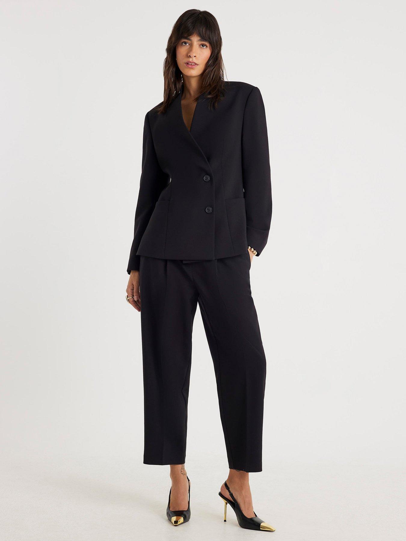 River Island Collarless Blazer - Black
