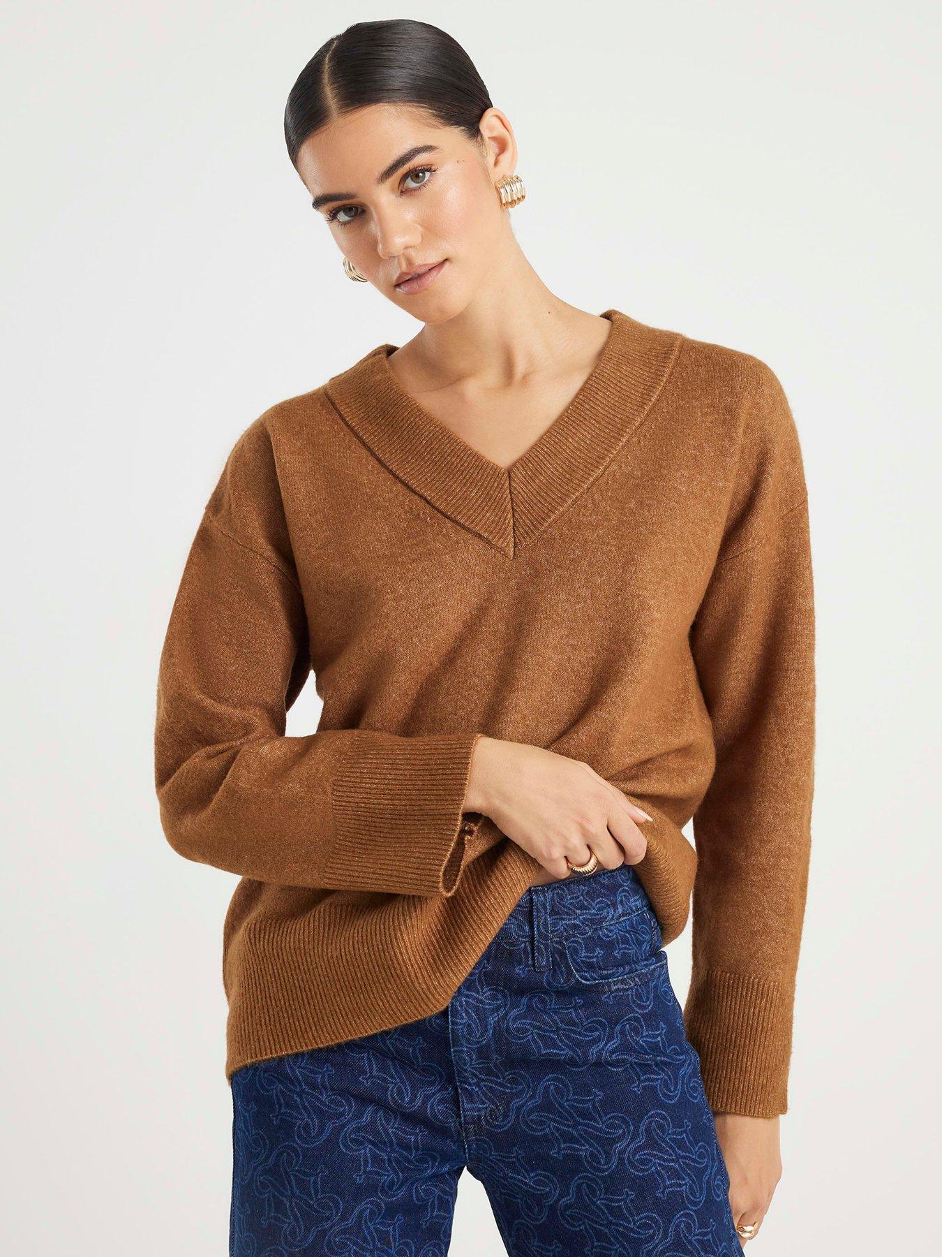 River Island V Neck Jumper - Brown
