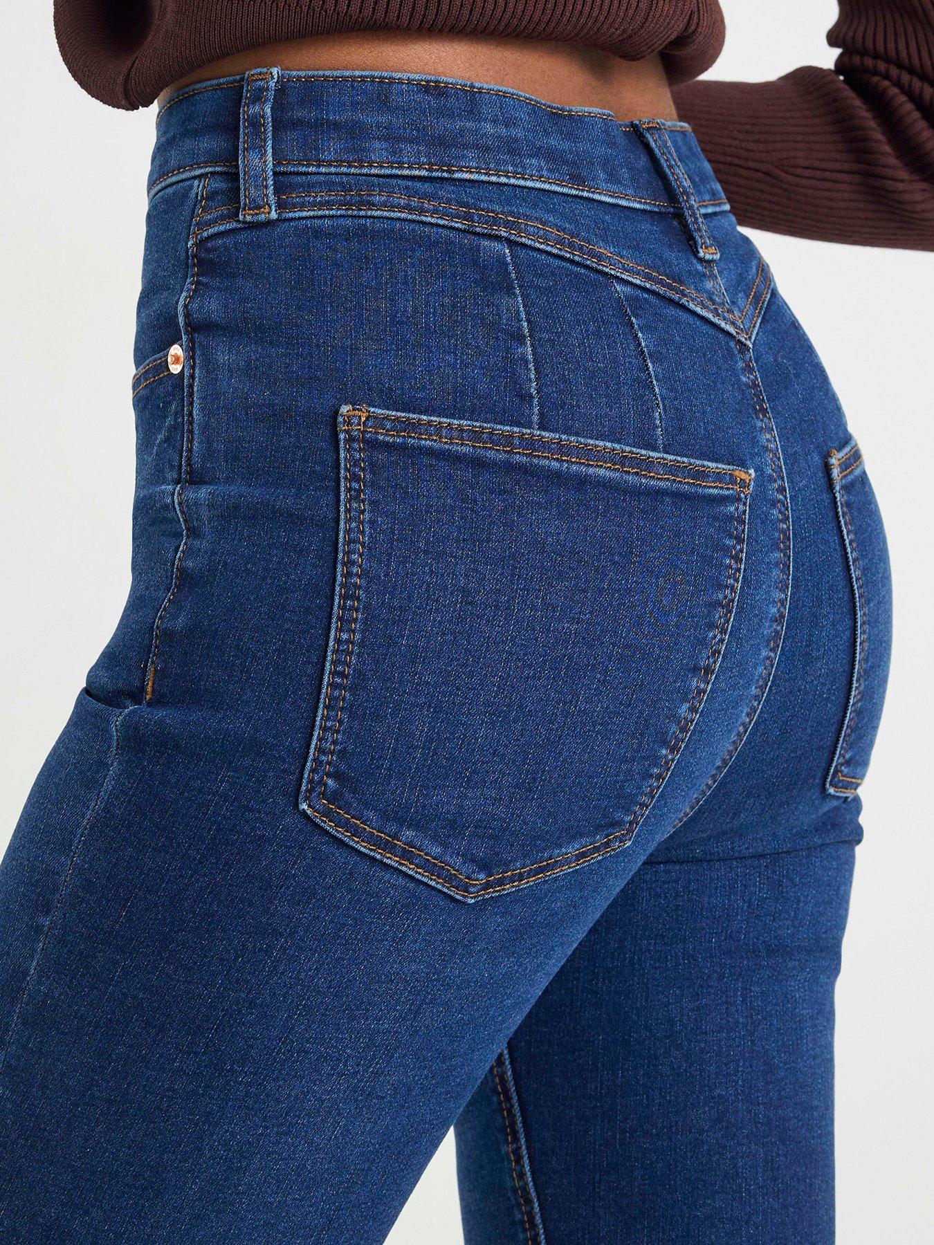 Image 3 of 5 of River Island Sculpt Flare Britney Jeans - Blue