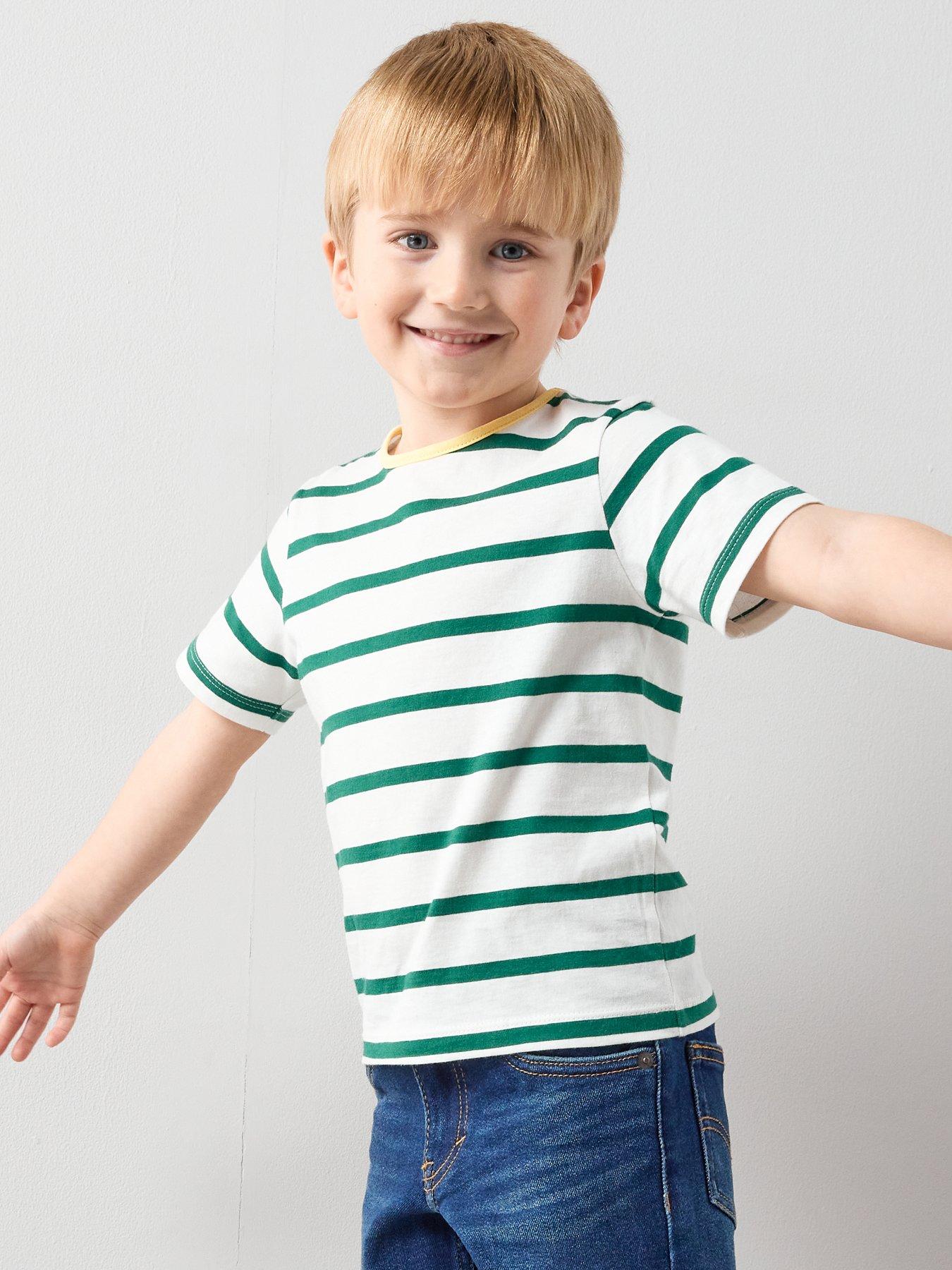 Image 1 of 6 of The Very Collection Boys Stripe Drop Shoulder T-shirt - Green