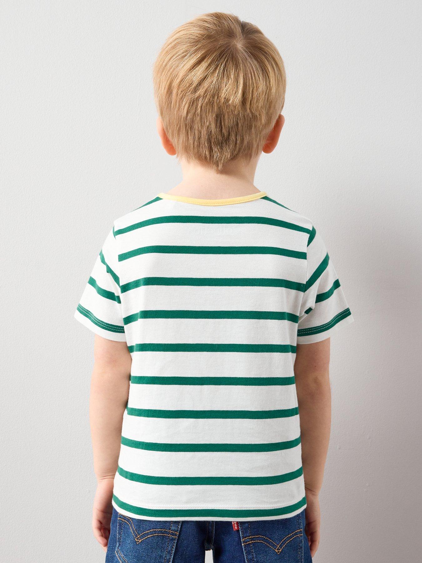 Image 2 of 6 of The Very Collection Boys Stripe Drop Shoulder T-shirt - Green