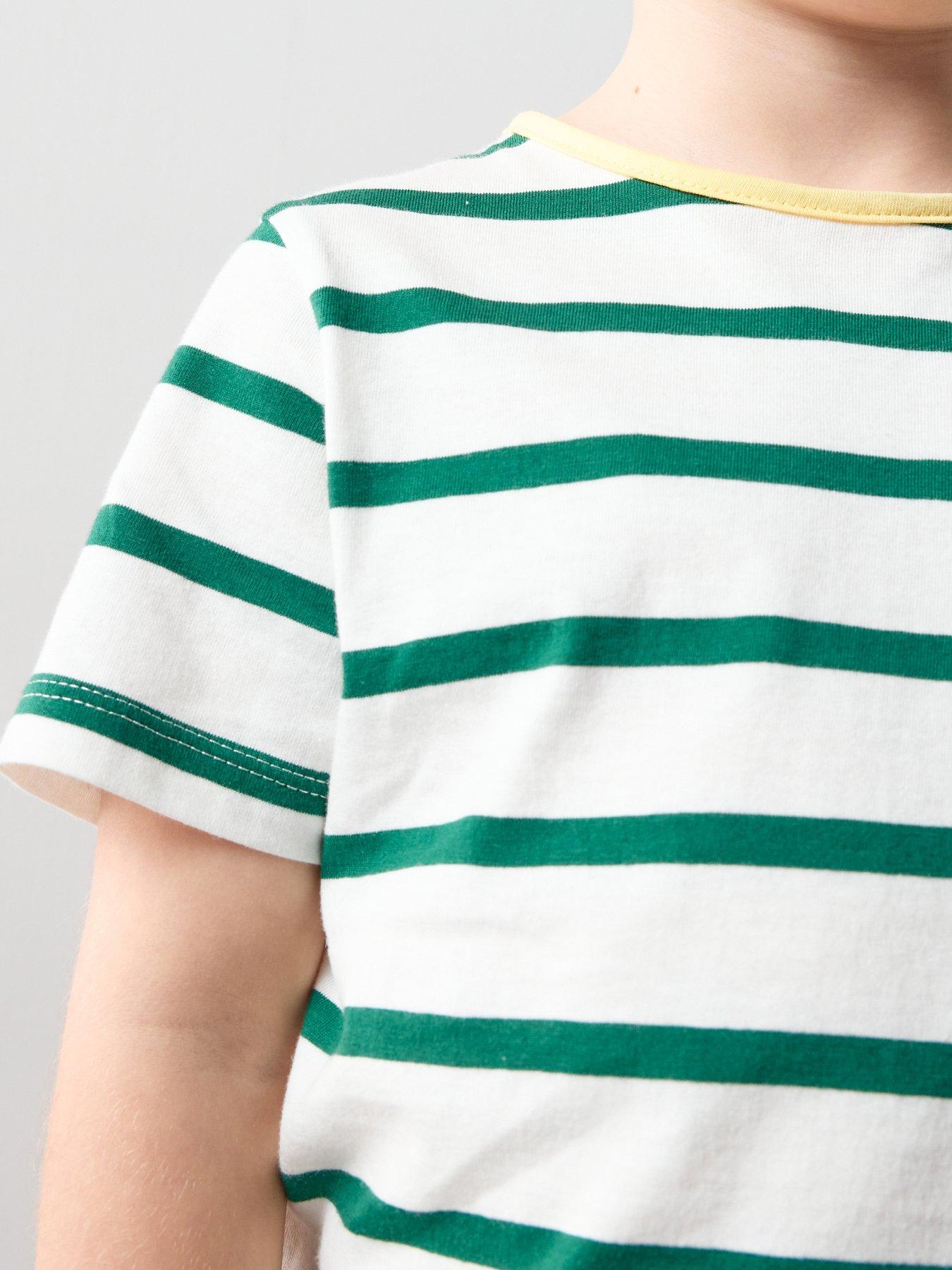 Image 4 of 6 of The Very Collection Boys Stripe Drop Shoulder T-shirt - Green