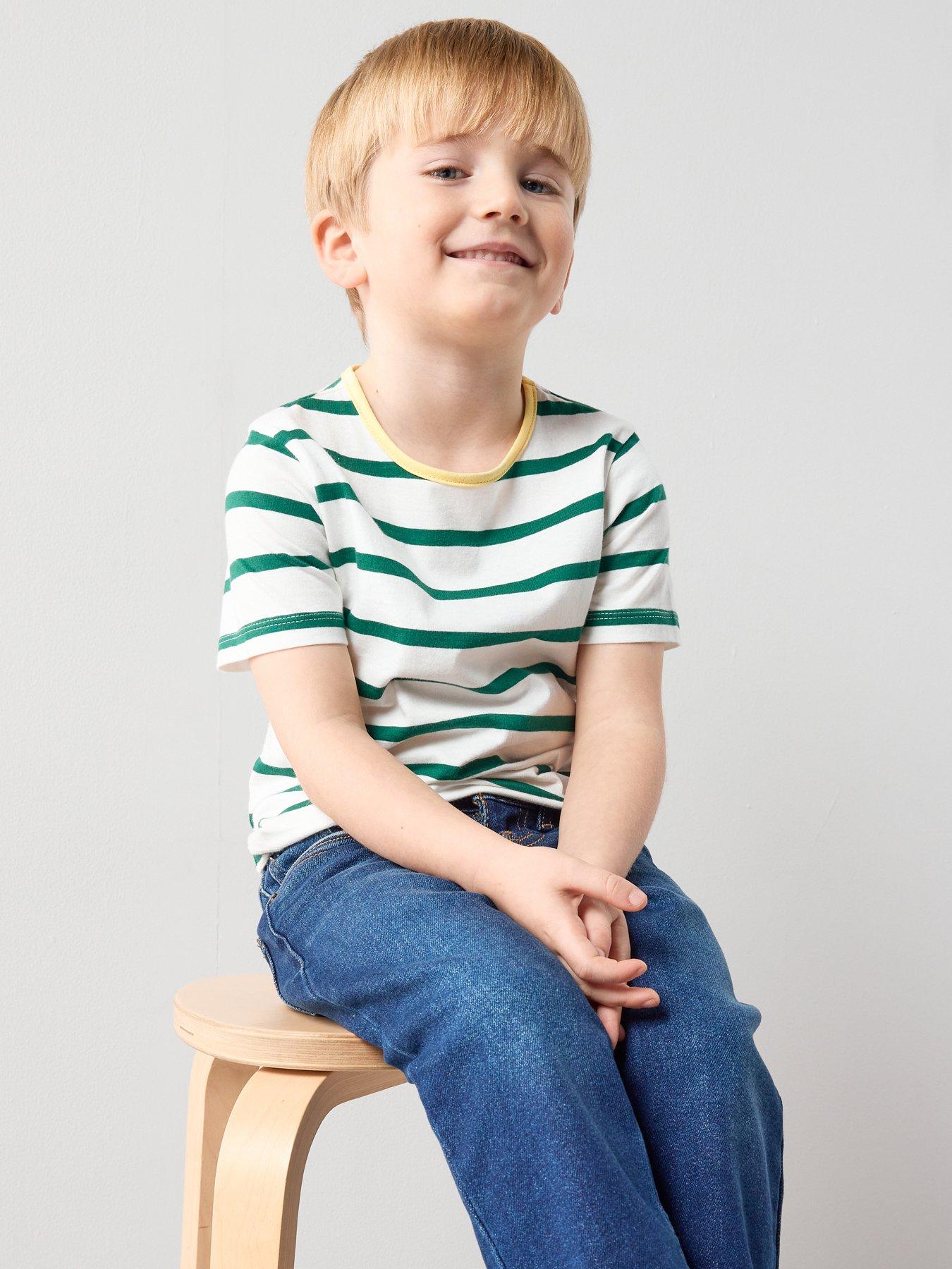 Image 5 of 6 of The Very Collection Boys Stripe Drop Shoulder T-shirt - Green