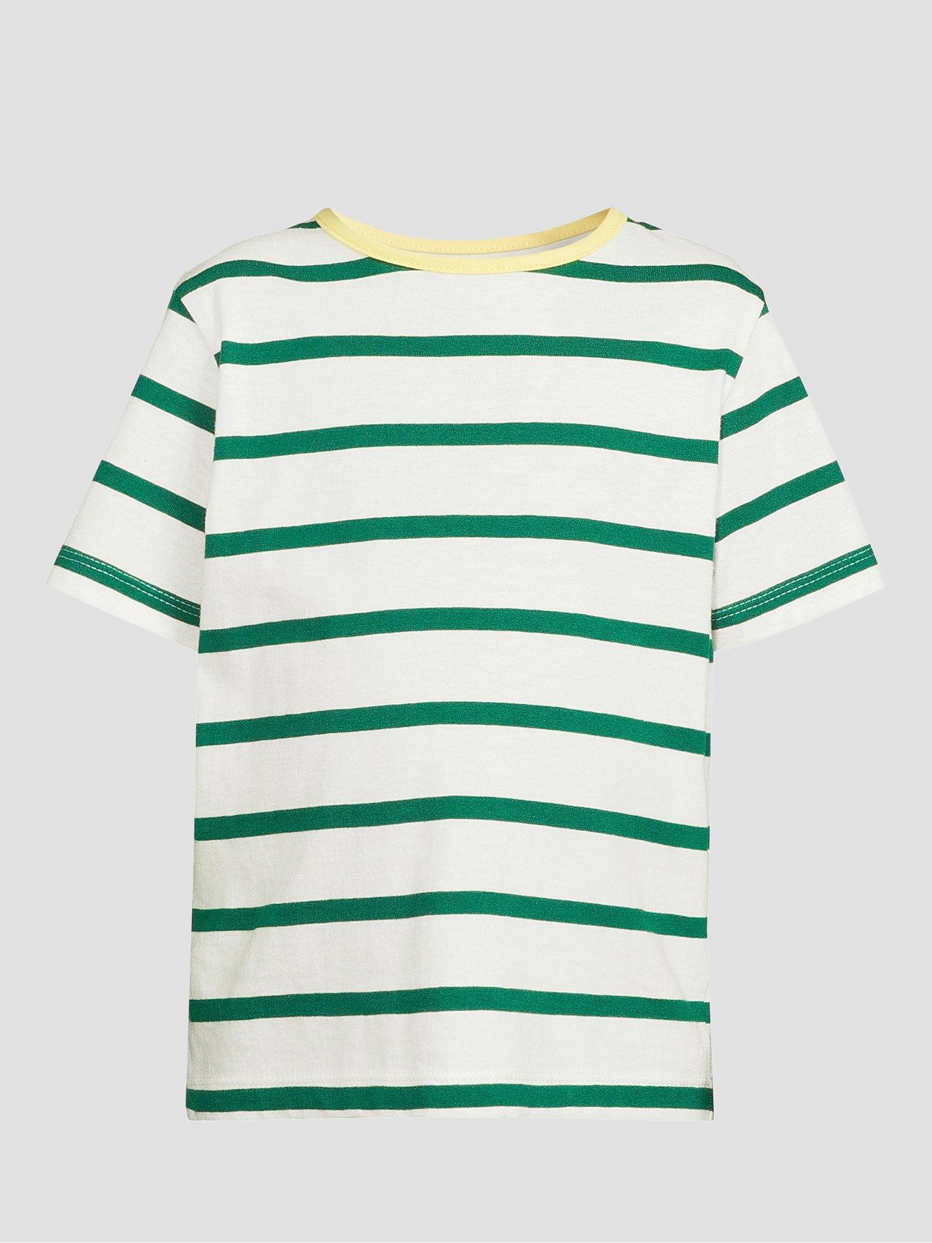 Image 6 of 6 of The Very Collection Boys Stripe Drop Shoulder T-shirt - Green