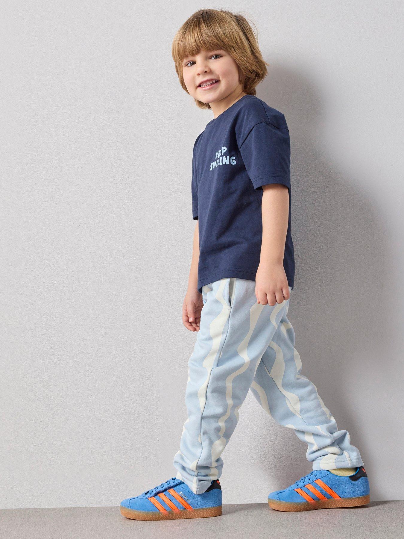 Image 1 of 7 of The Very Collection Back Print T-Shirt And Wavy Joggers - Blue