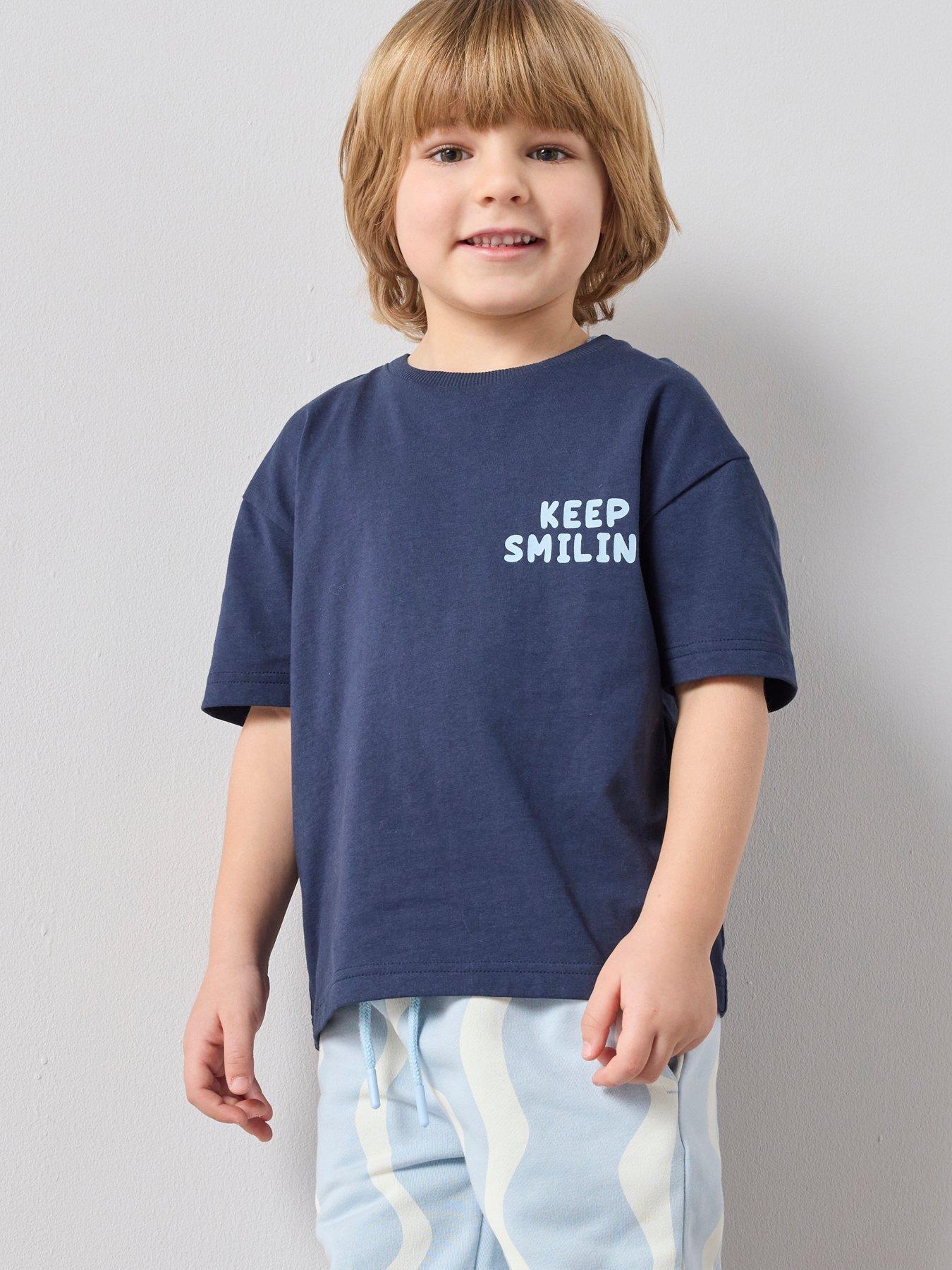 Image 3 of 7 of The Very Collection Back Print T-Shirt And Wavy Joggers - Blue